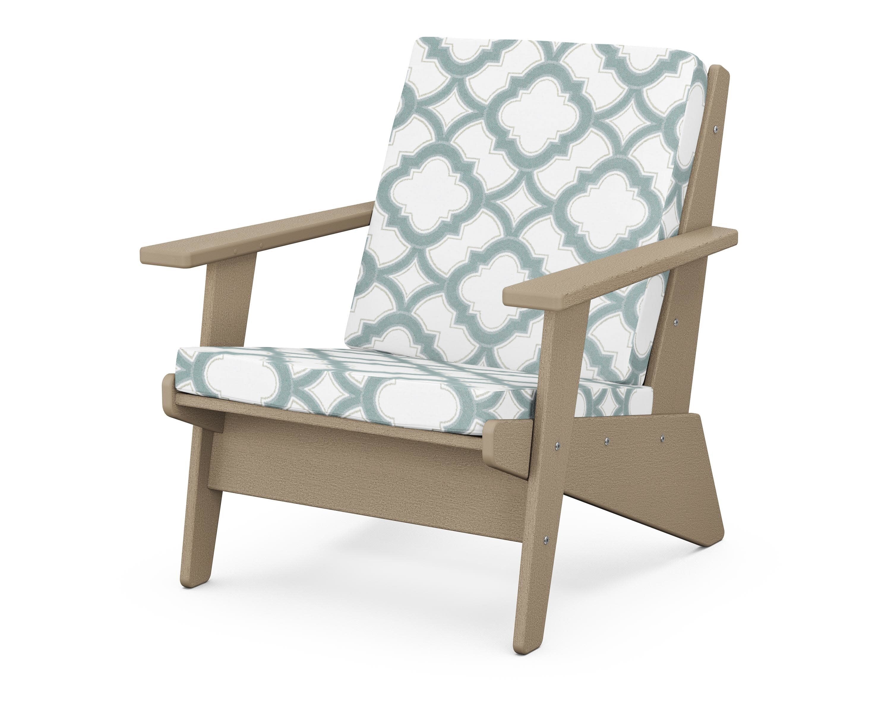 Riviera Modern Lounge Chair in Vintage Sahara / Trellis Glacier Spa