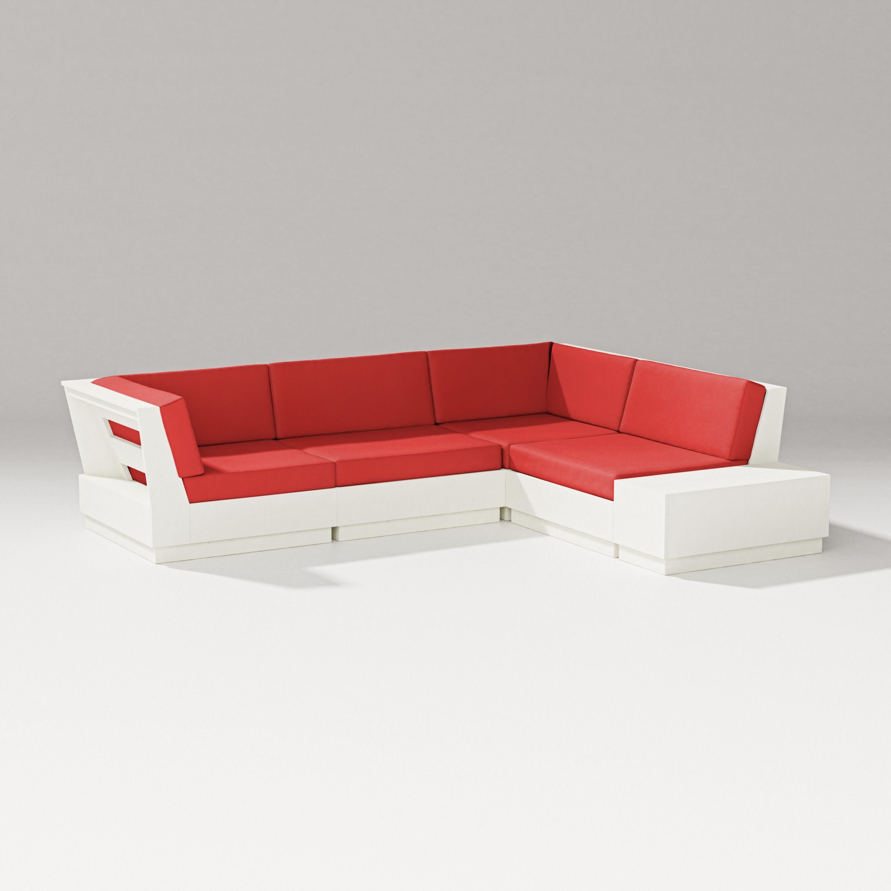 Elevate Corner Sectional in Vintage White / Crimson Linen