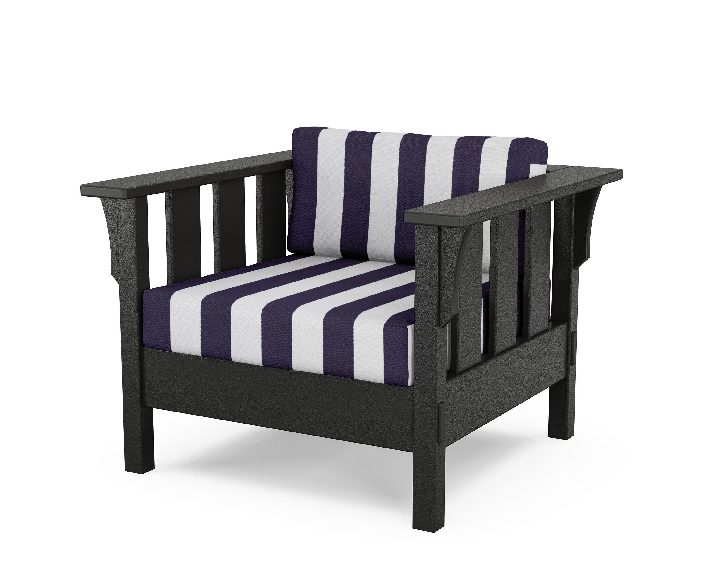 Acadia Deep Seating Chair in Black / Cabana Stripe Navy