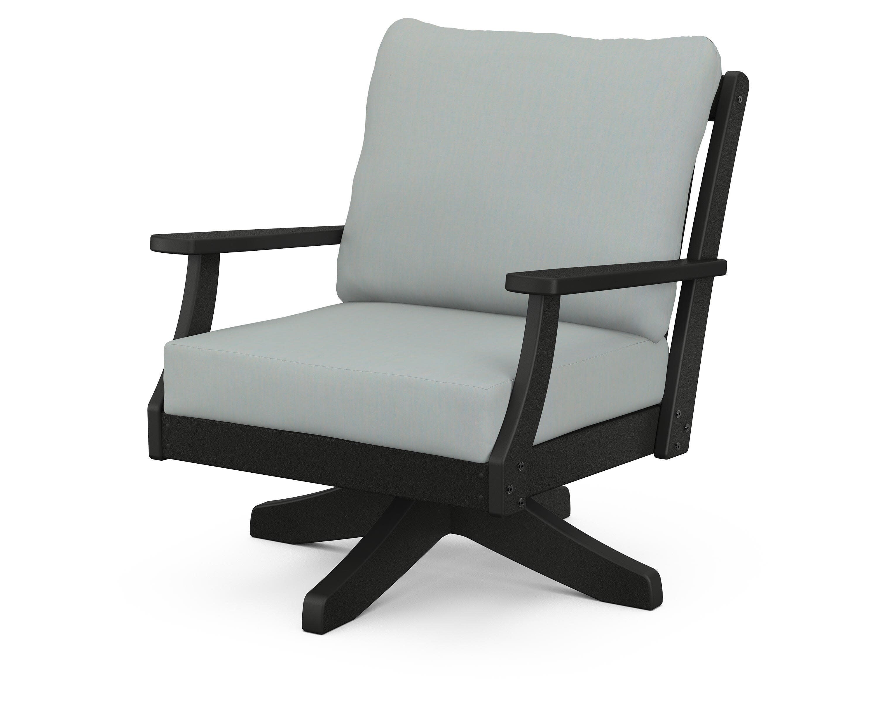 Braxton Deep Seating Swivel Chair in Black / Spa