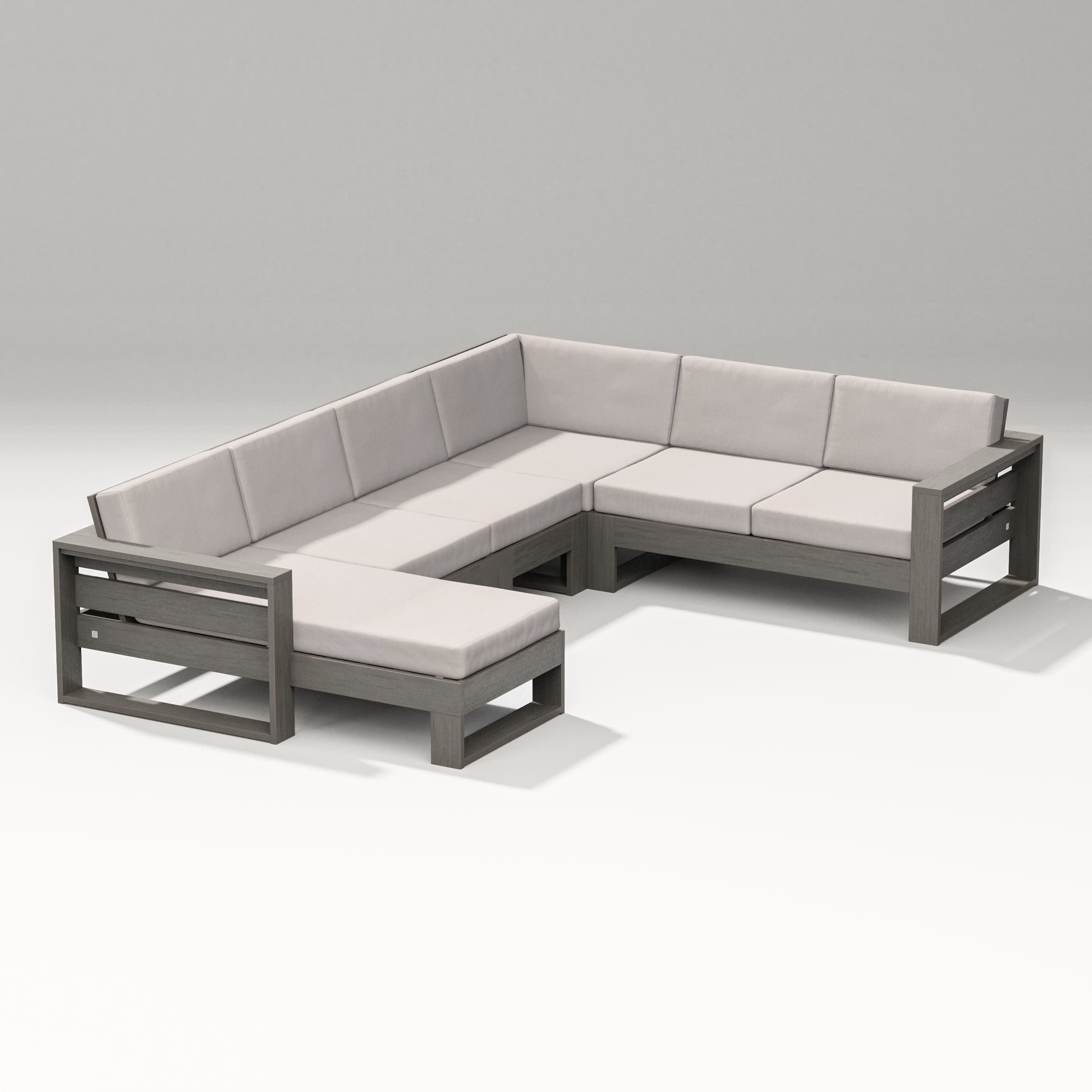 Latitude Corner Sectional with Left Chaise in Driftwood / Dune Burlap