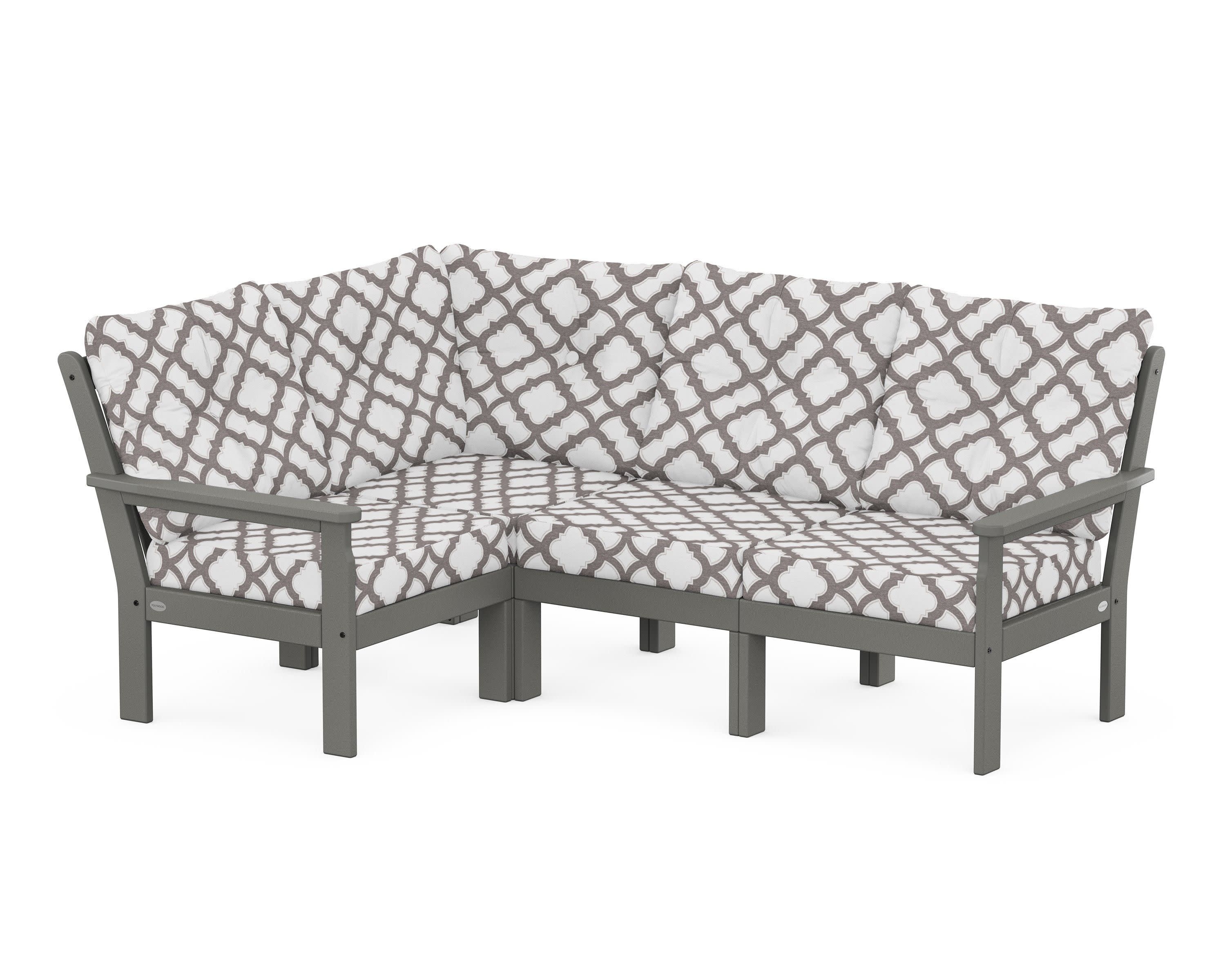 Vineyard 4-Piece Sectional in Slate Grey / Trellis Grey Mist