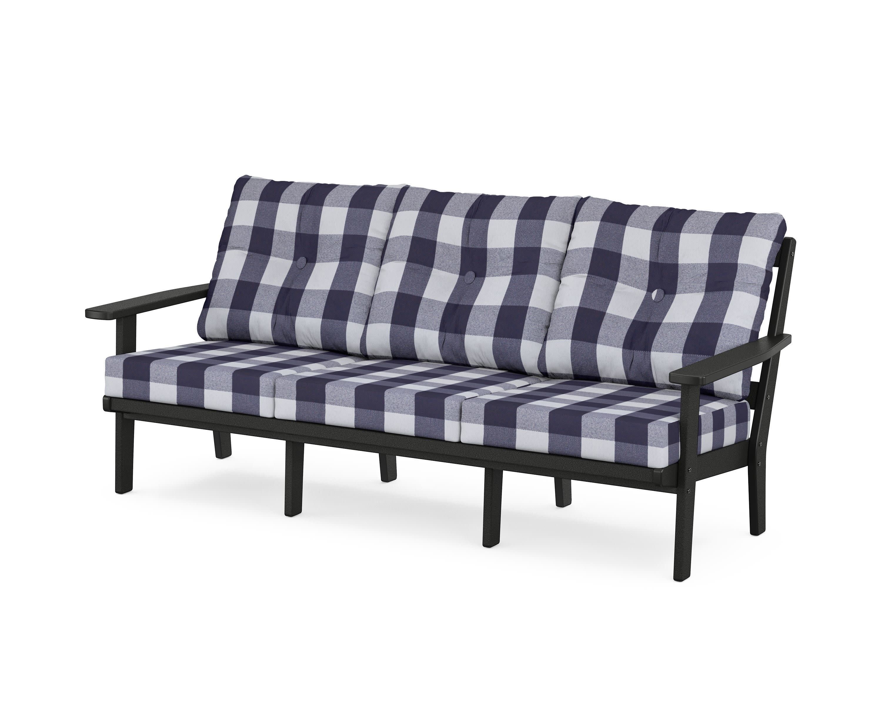 Oxford Deep Seating Sofa in Black / Buffalo Plaid Navy