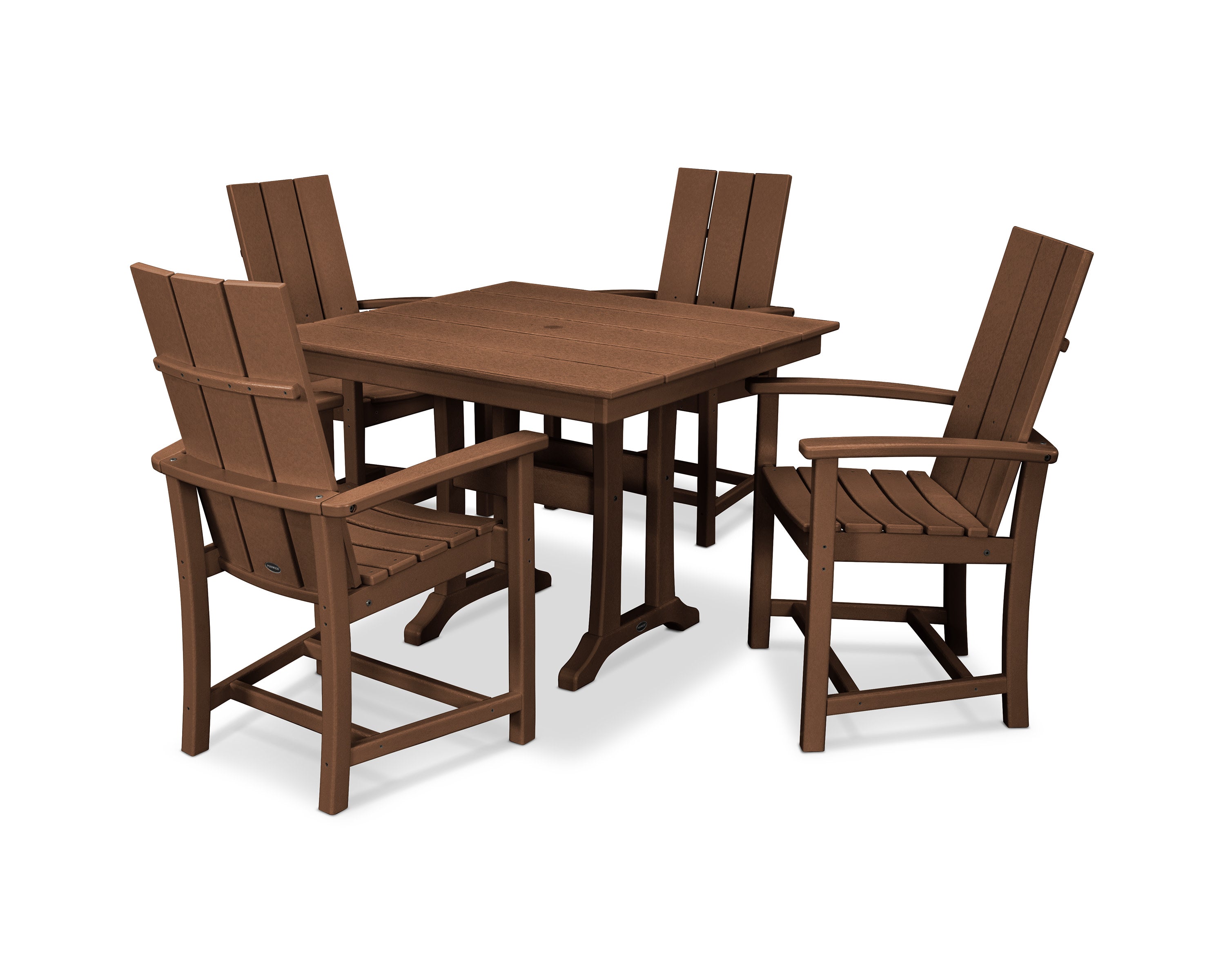 Modern Adirondack 5-Piece Farmhouse Trestle Dining Set in Teak