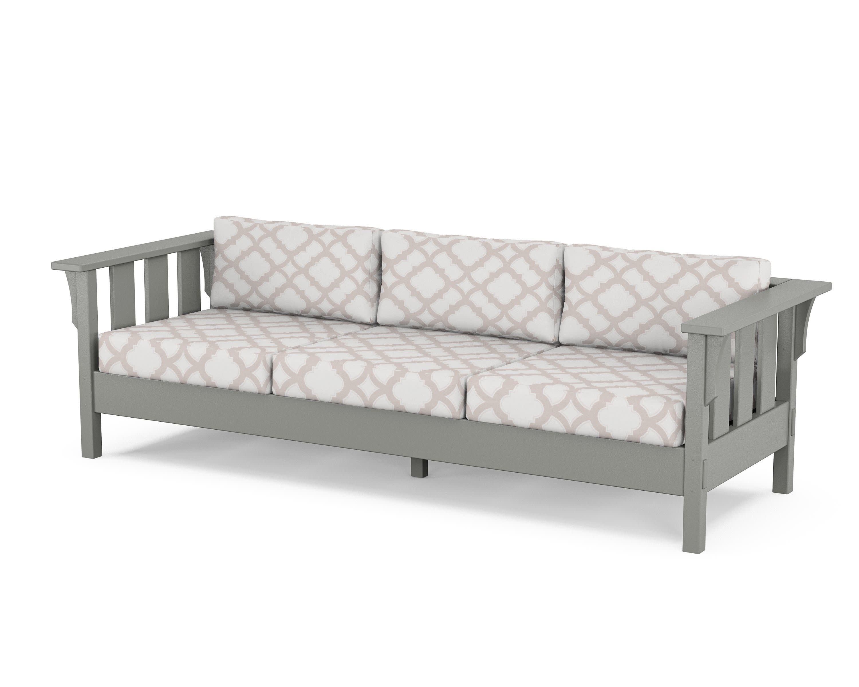 Acadia Deep Seating Sofa in Slate Grey / Trellis Dune Burlap