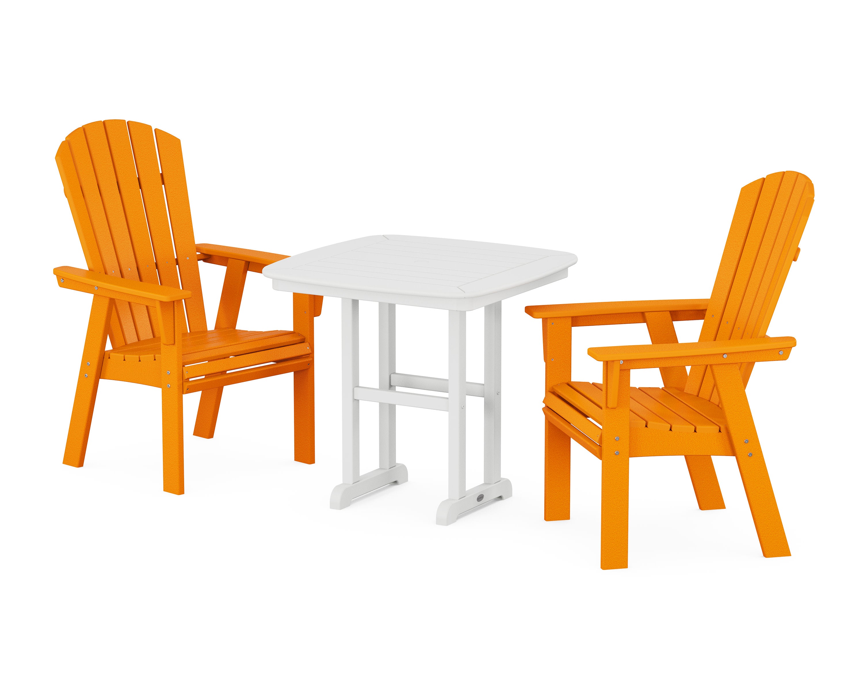 Nautical Adirondack 3-Piece Dining Set in Tangerine / White