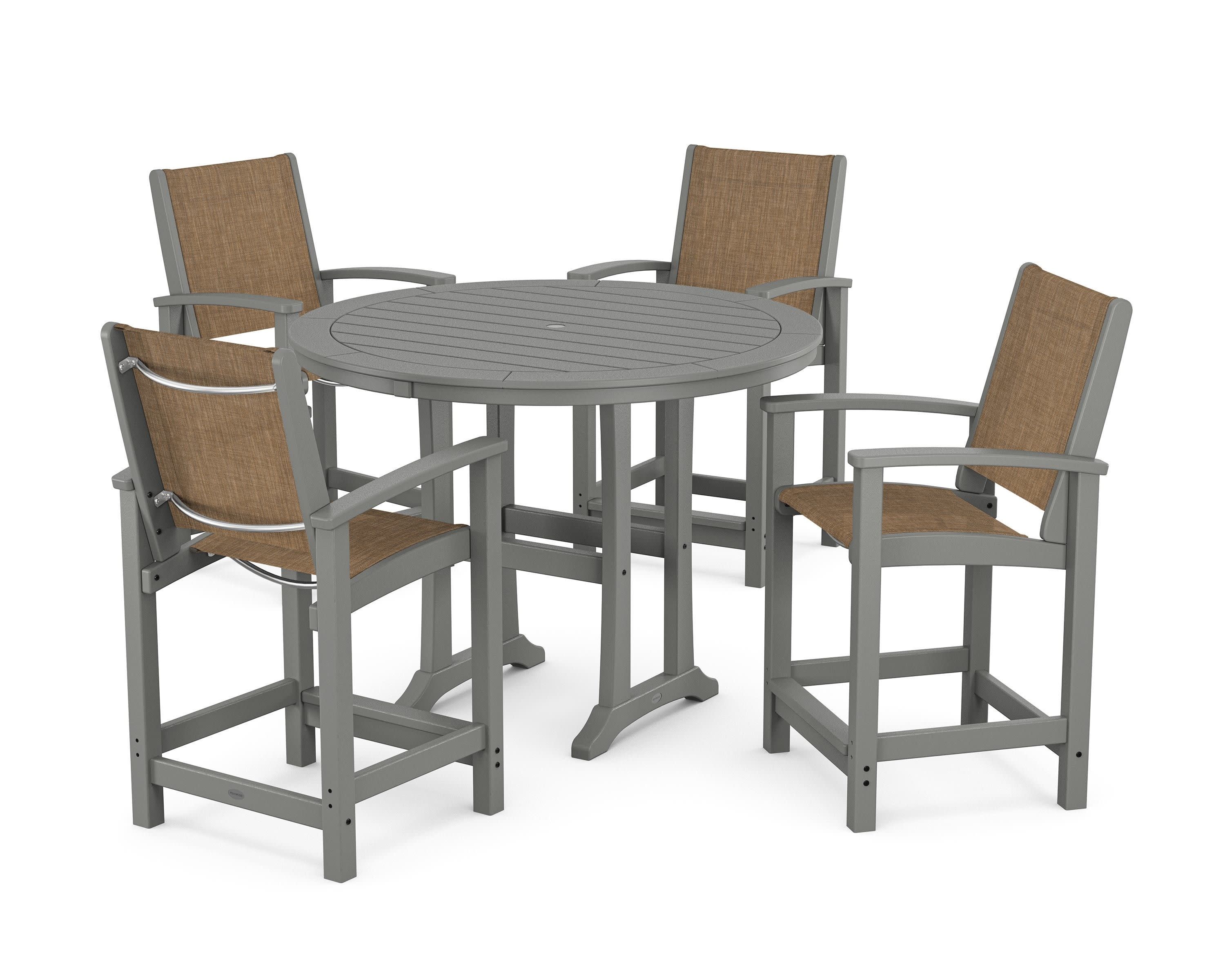 Coastal 5-Piece Counter Set in Slate Grey / Burlap Sling