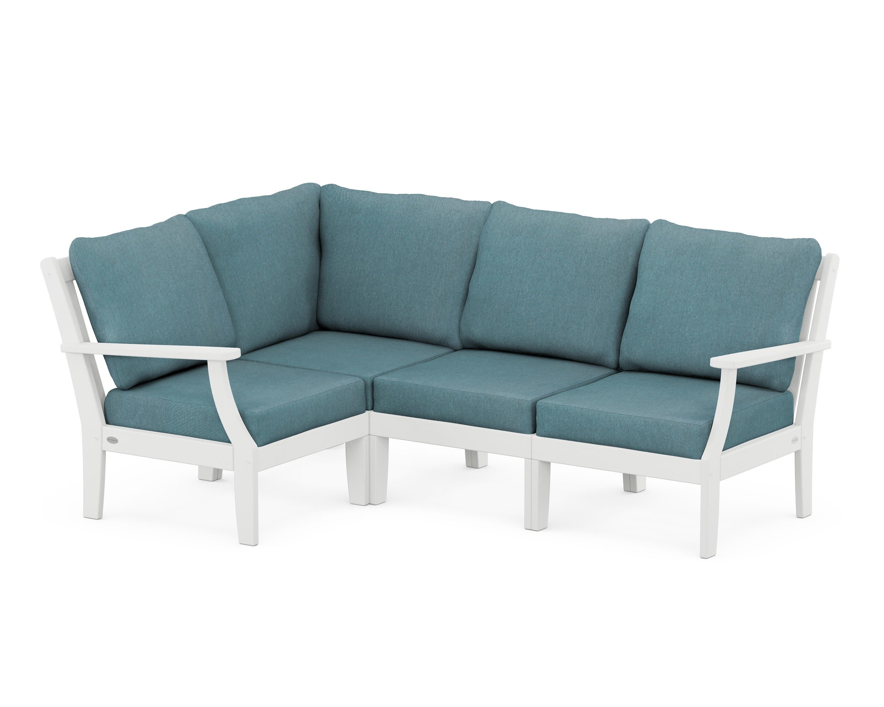Braxton Modular 4-Piece Deep Seating Set in White / Ocean Teal