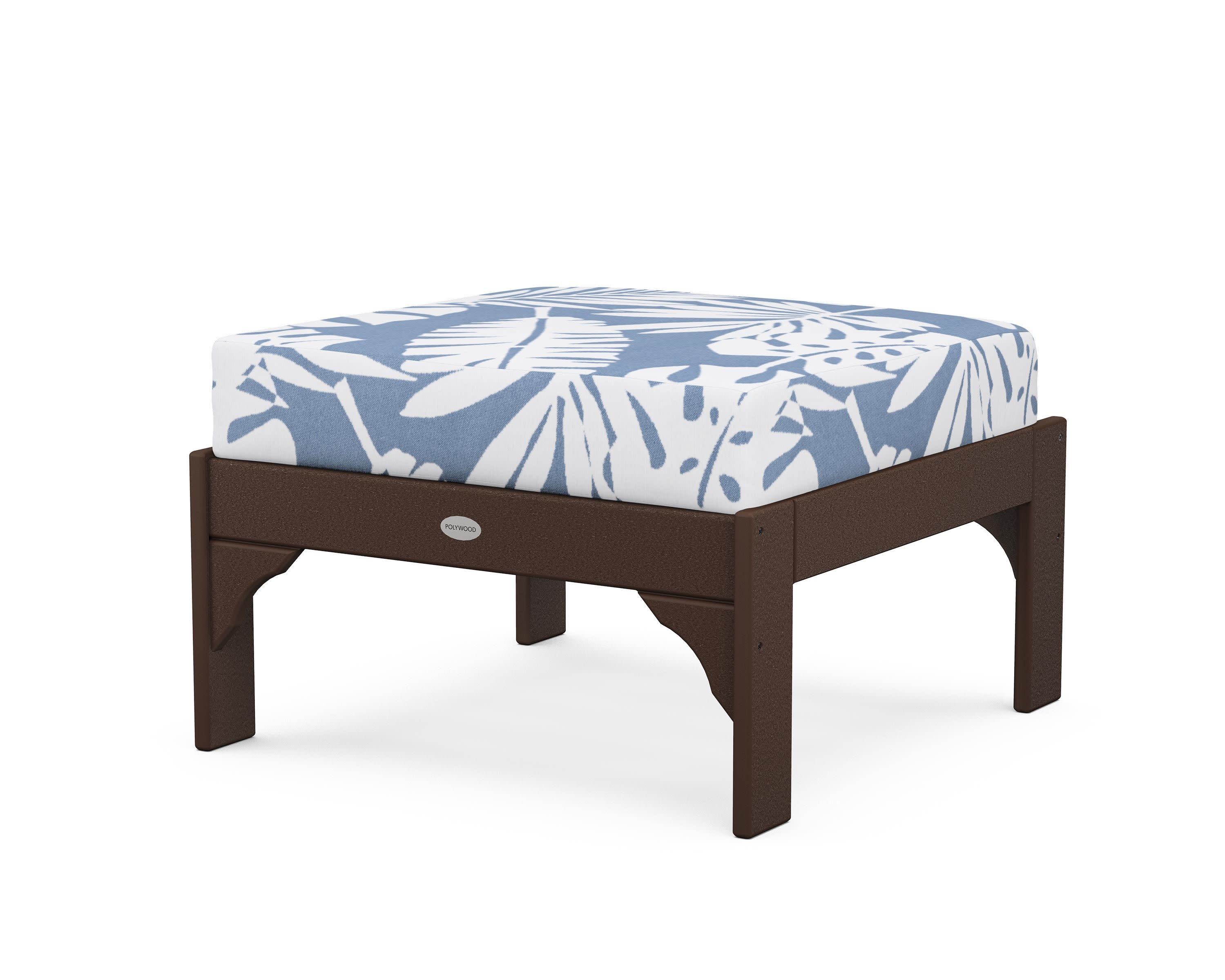 Vineyard Deep Seating Ottoman in Mahogany / Leaf Sky Blue
