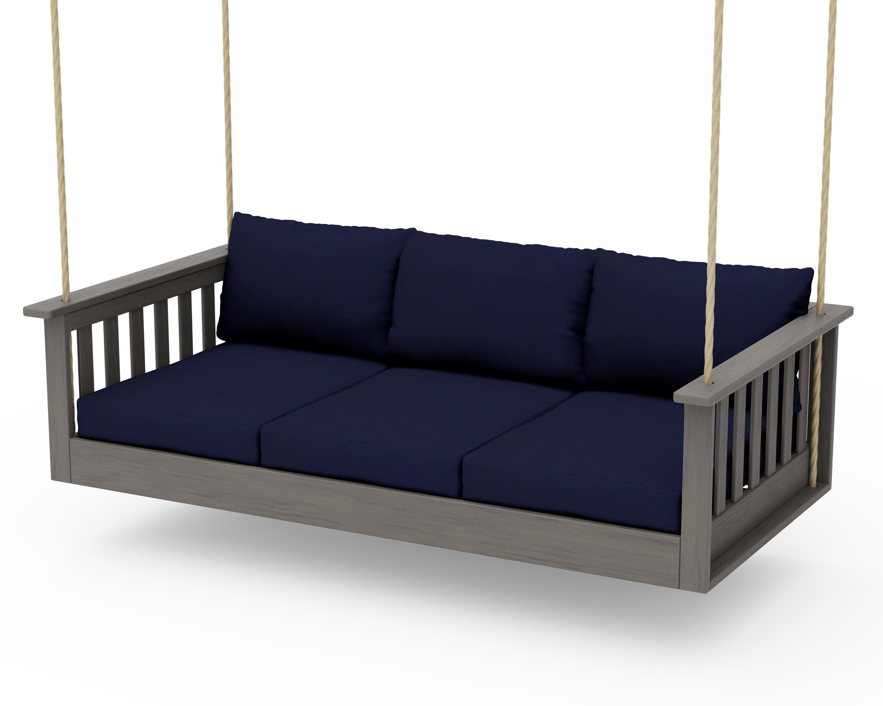 Vineyard Daybed Swing in Driftwood / Navy