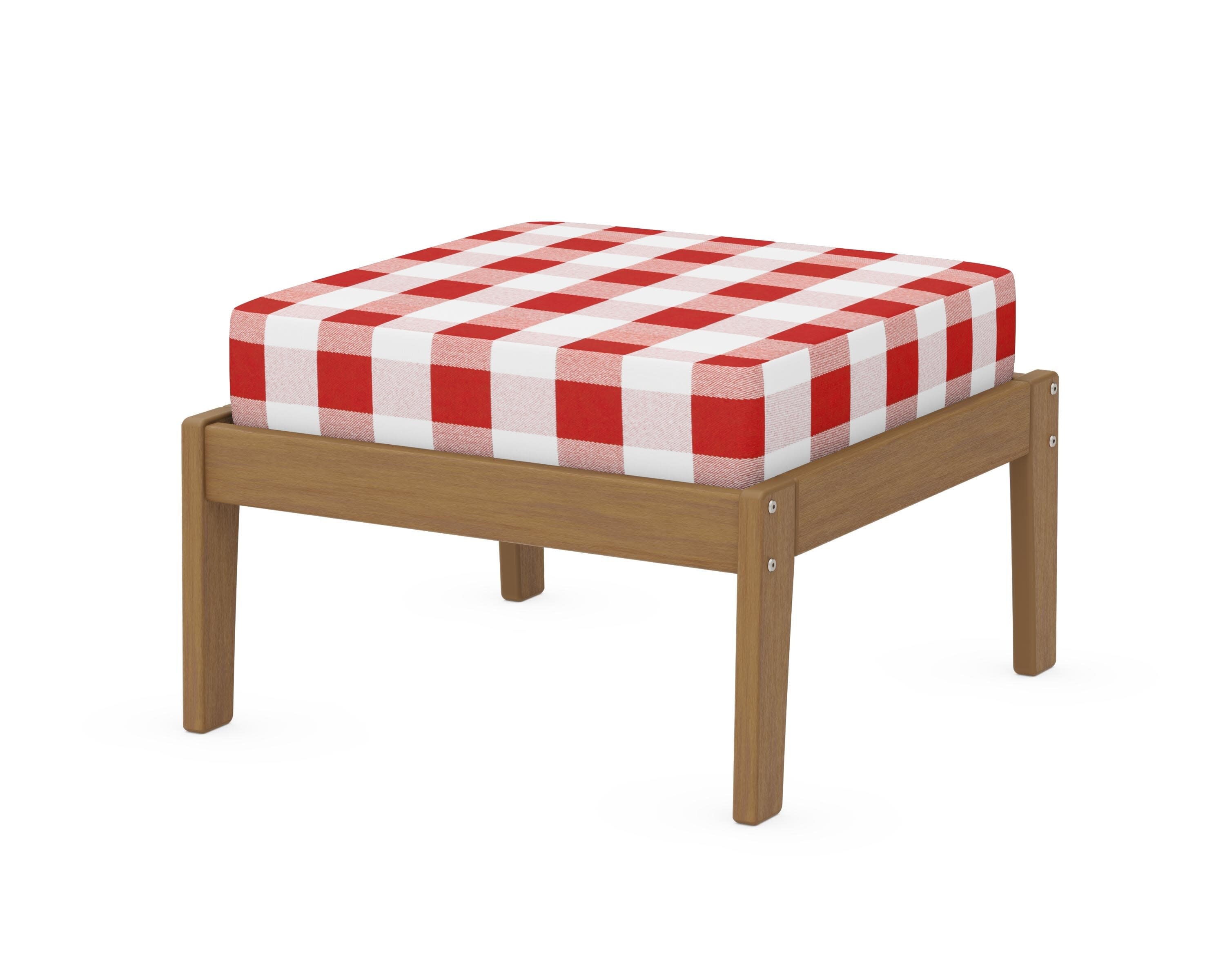 Deep Seating Ottoman in Natural / Buffalo Plaid Crimson
