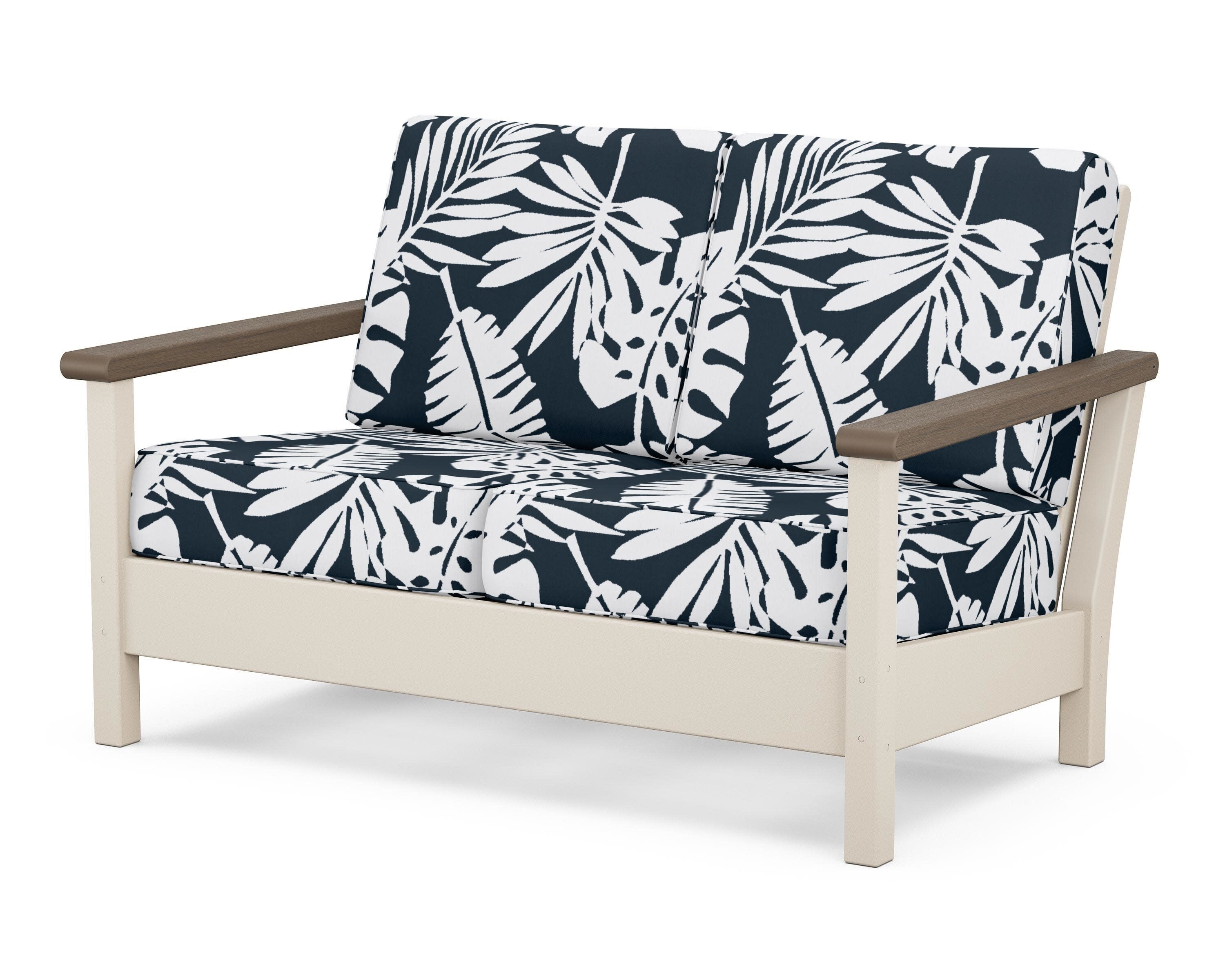 Harbour Deep Seating Loveseat in Sand / Kona / Leaf Marine Indigo