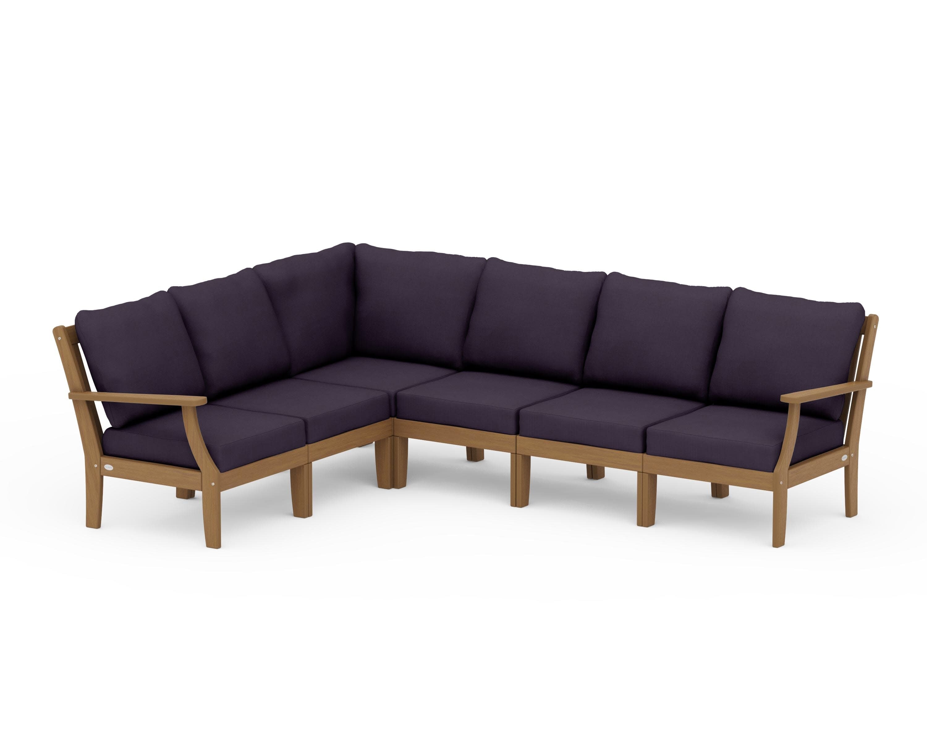 Braxton Modular 6-Piece Deep Seating Set in Natural / Navy Linen