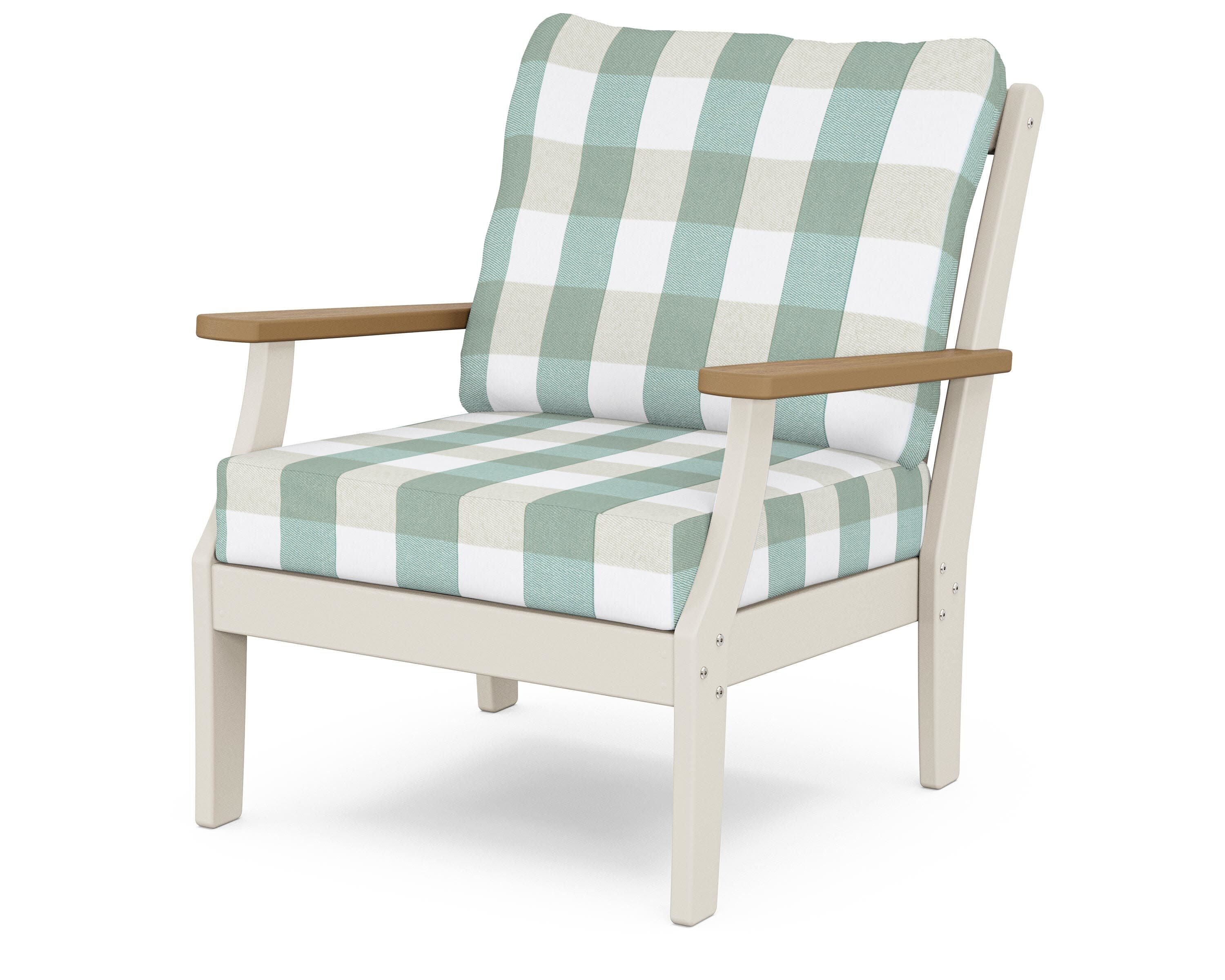 Braxton Deep Seating Chair in Sand / Natural / Buffalo Plaid Glacier Spa