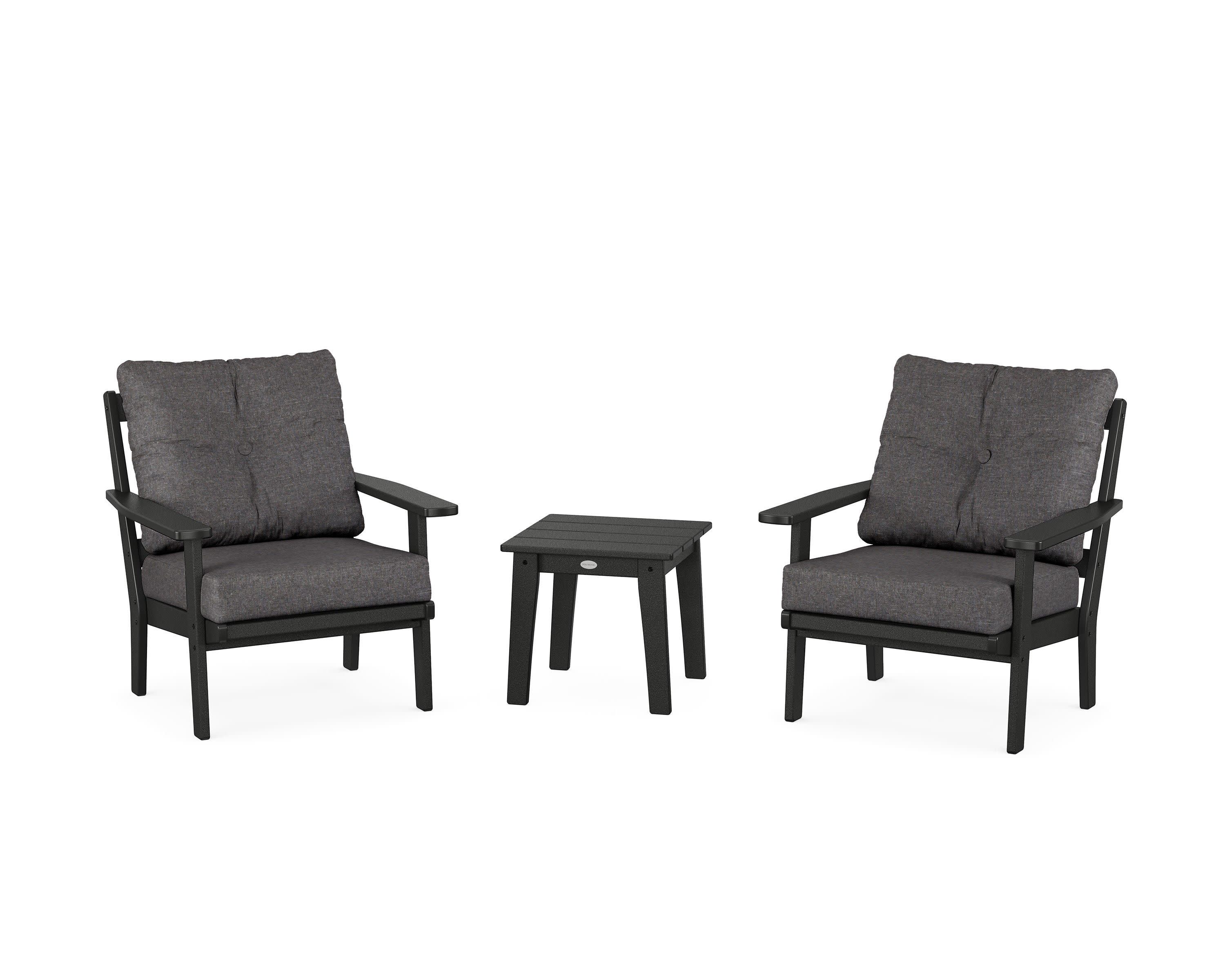 Oxford 3-Piece Deep Seating Set in Black / Ash Charcoal