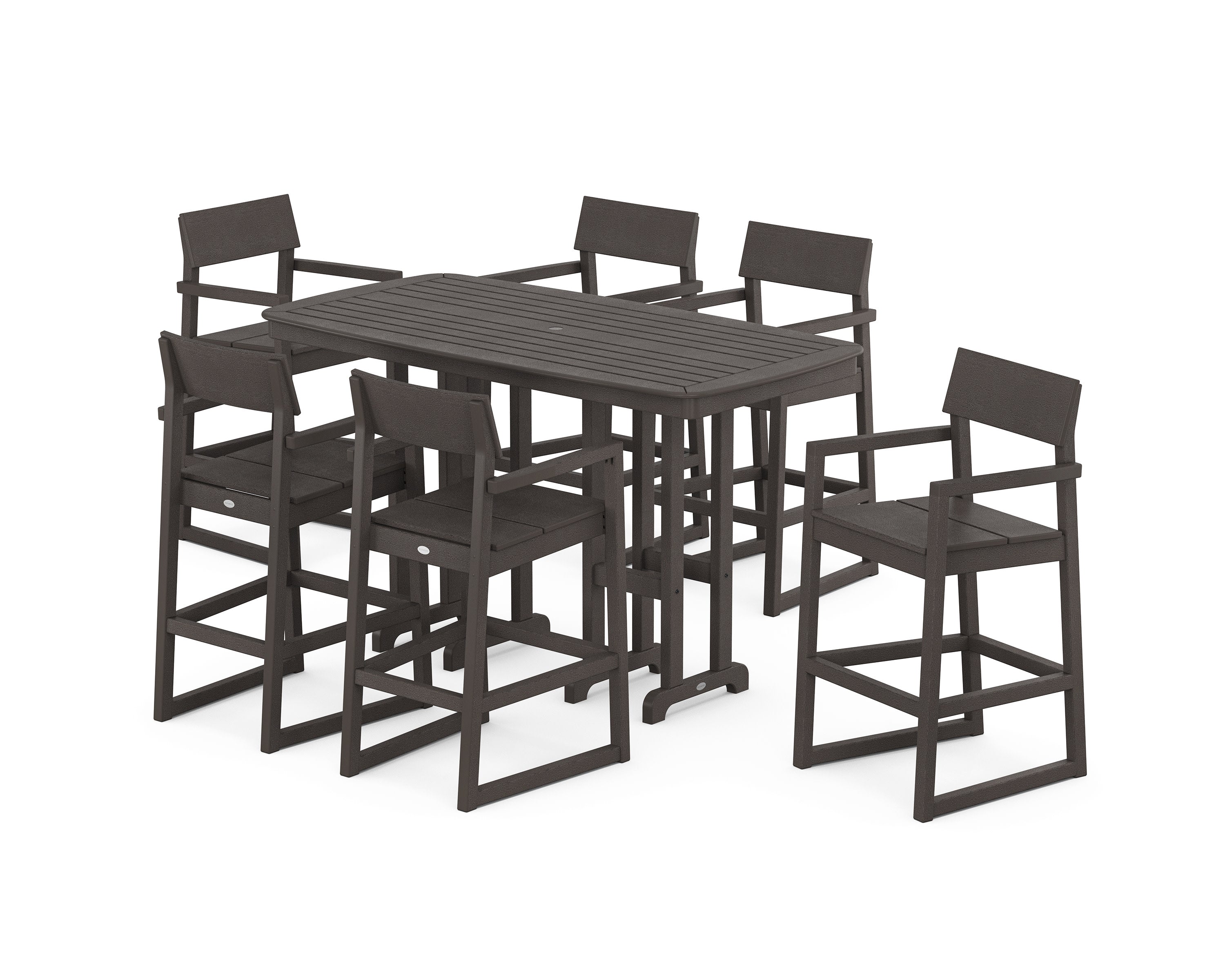 EDGE Arm Chair 7-Piece Bar Set in Vintage Coffee