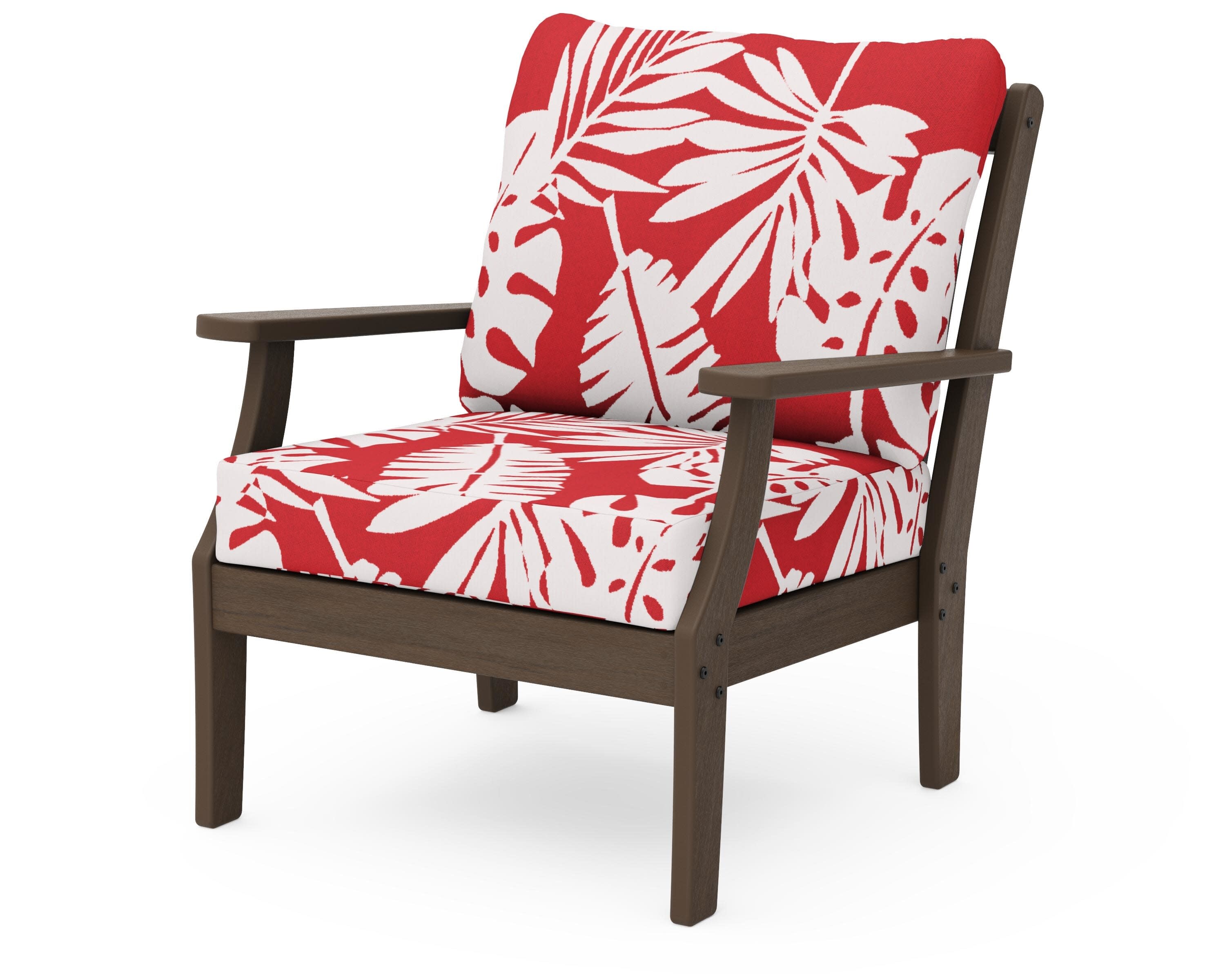 Braxton Deep Seating Chair in Kona / Leaf Crimson