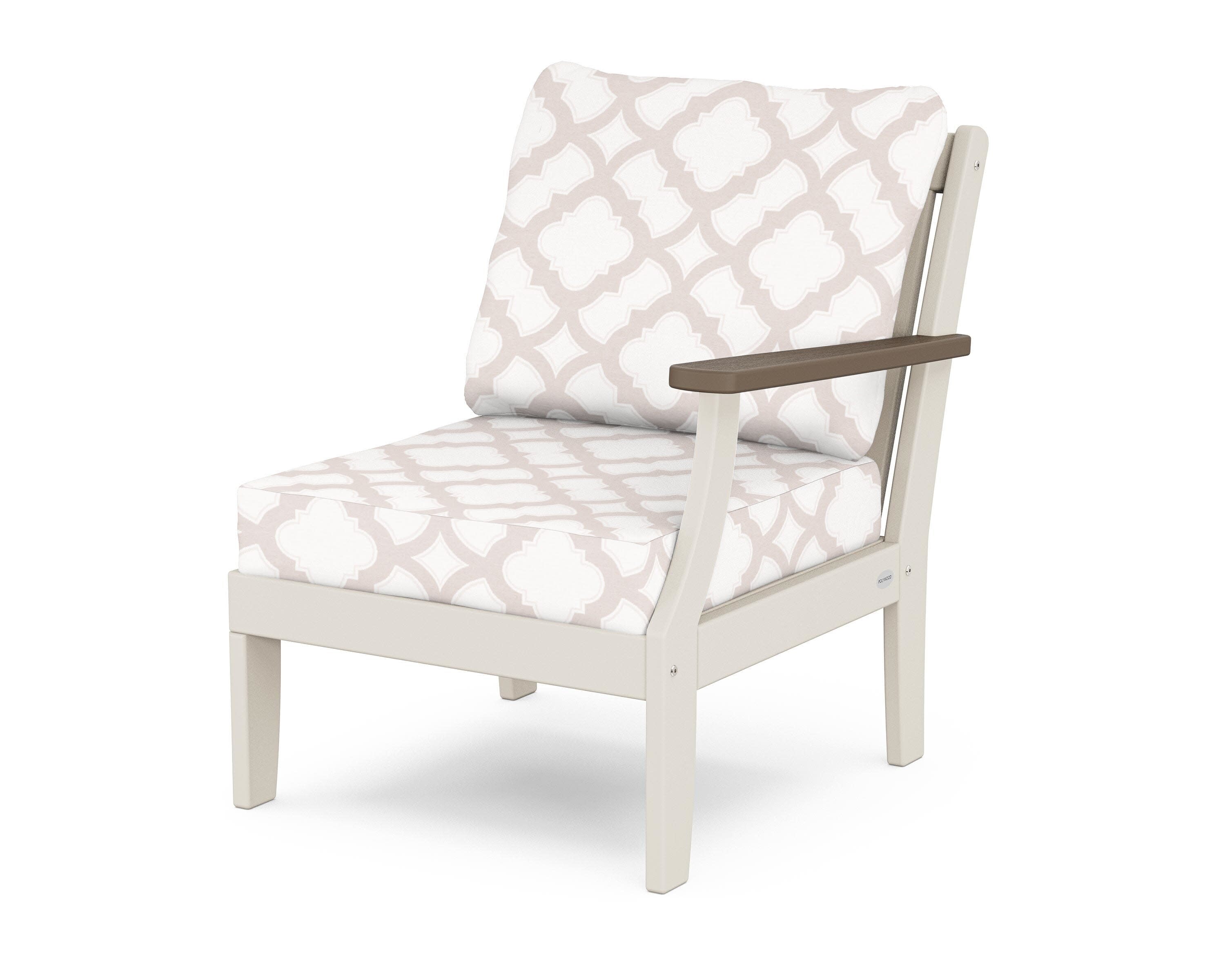 Braxton Modular Right Arm Chair in Sand / Kona / Trellis Dune Burlap