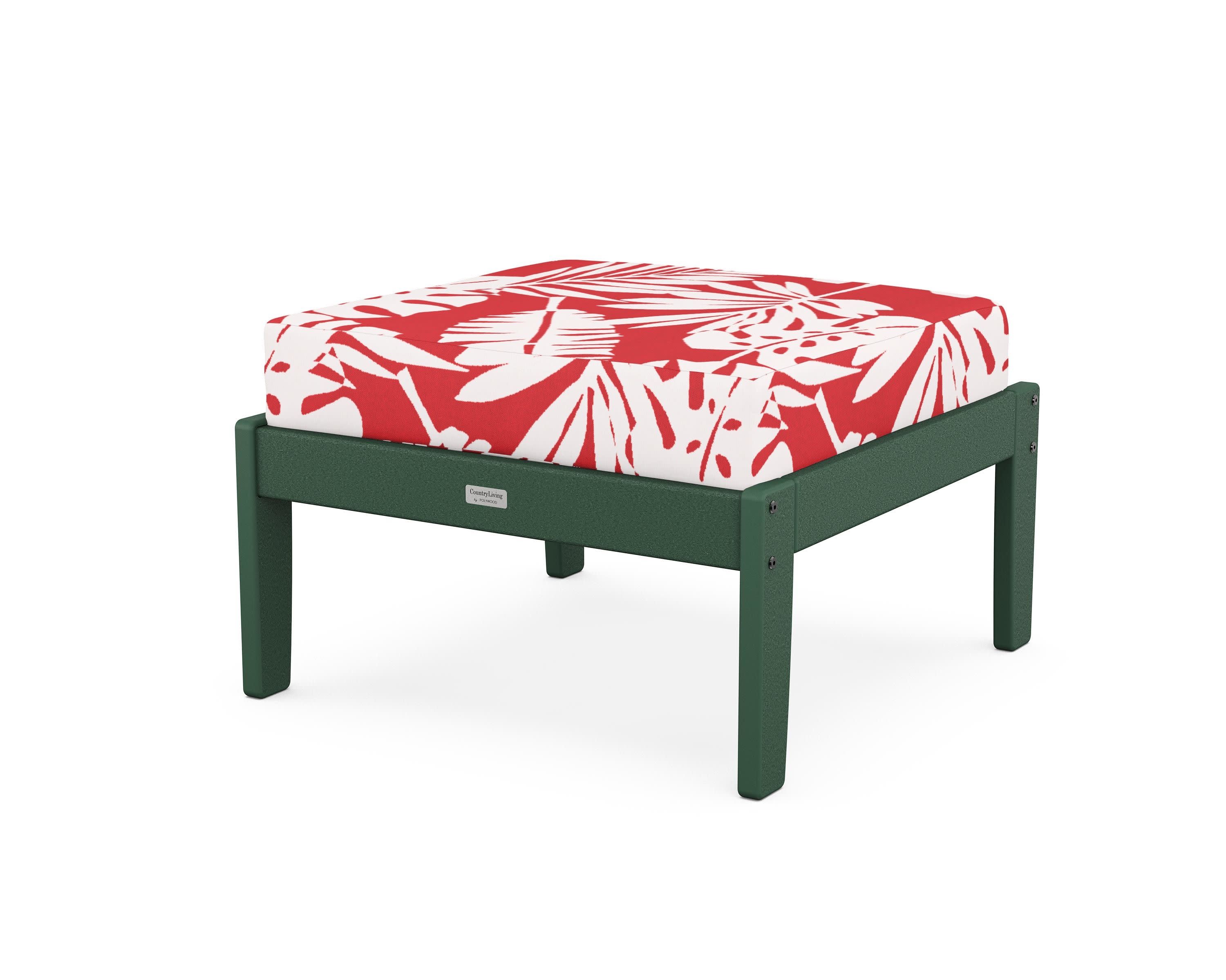 Cottage Deep Seating Ottoman in Green / Leaf Crimson