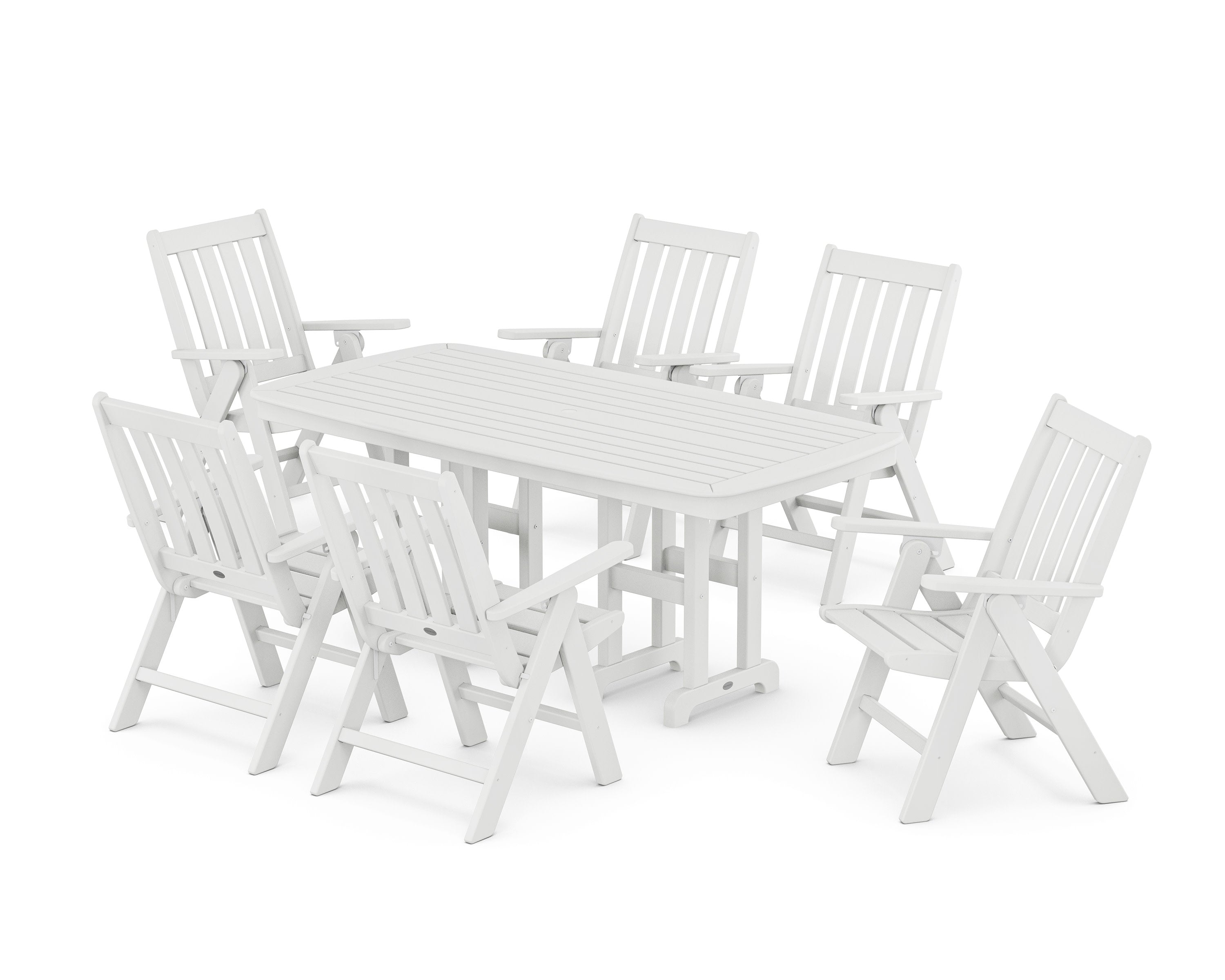 Vineyard Folding Chair 7-Piece Dining Set in White