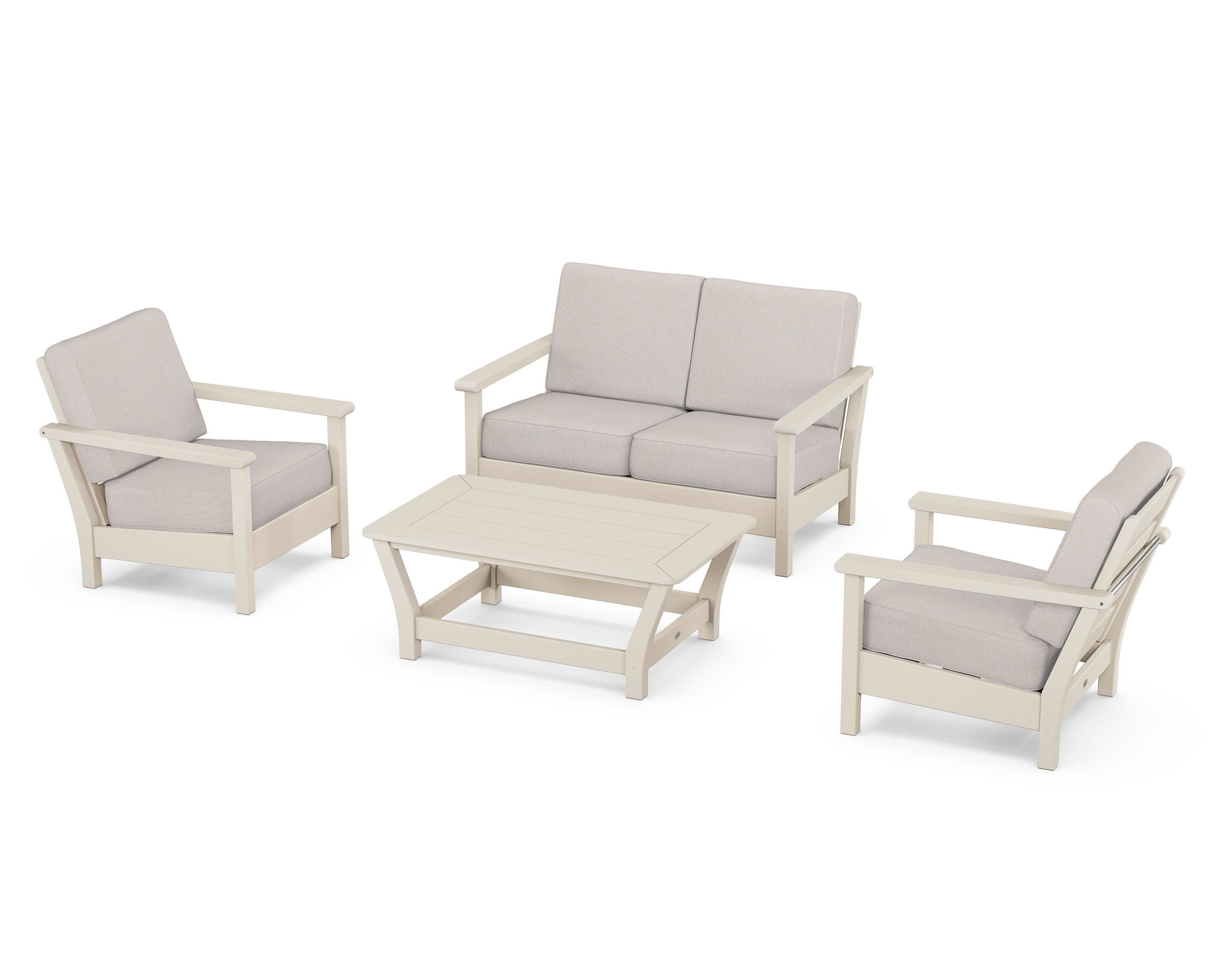 Harbour 4-Piece Deep Seating Set in Sand / Dune Burlap