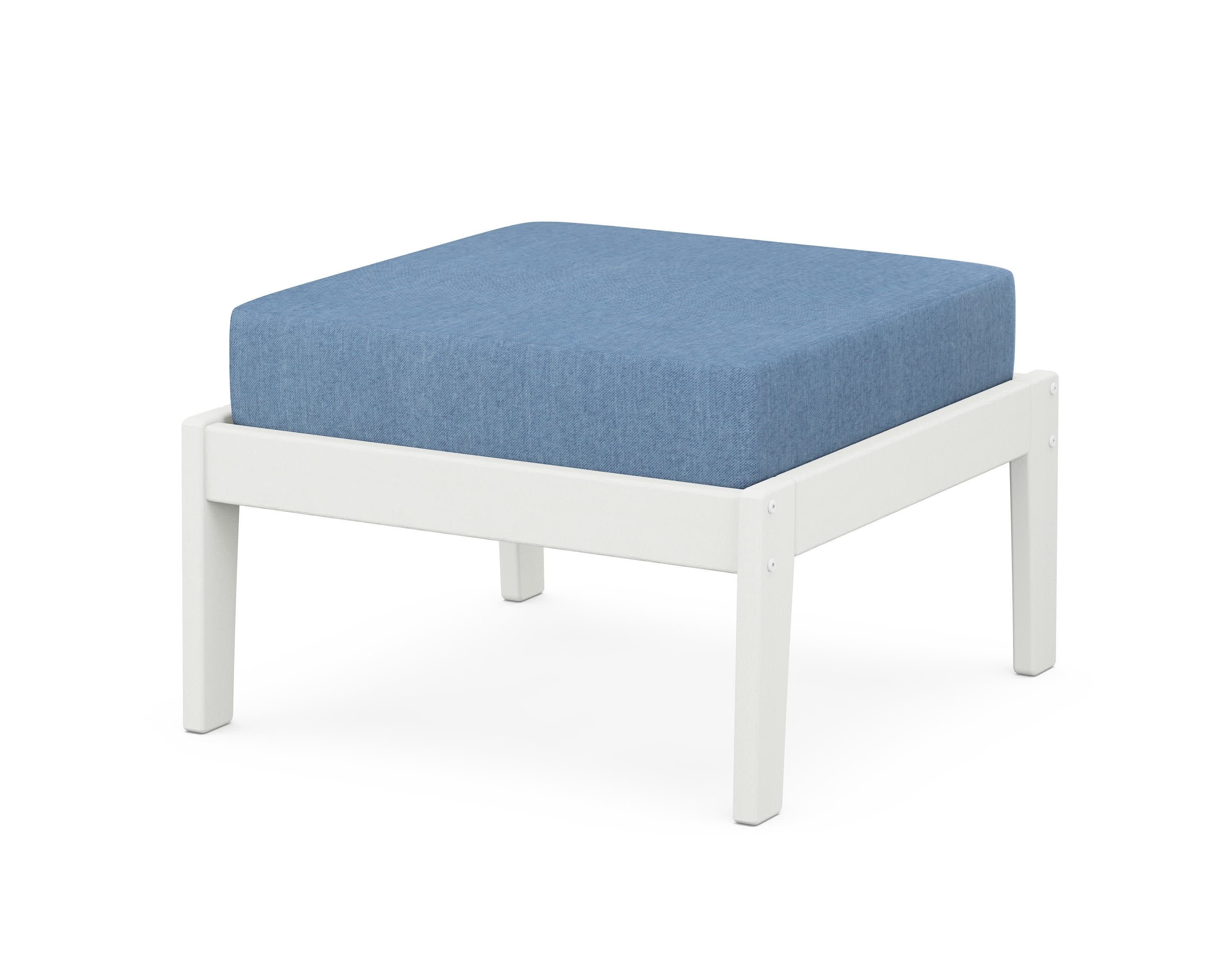Deep Seating Ottoman in Vintage White / Sky Blue