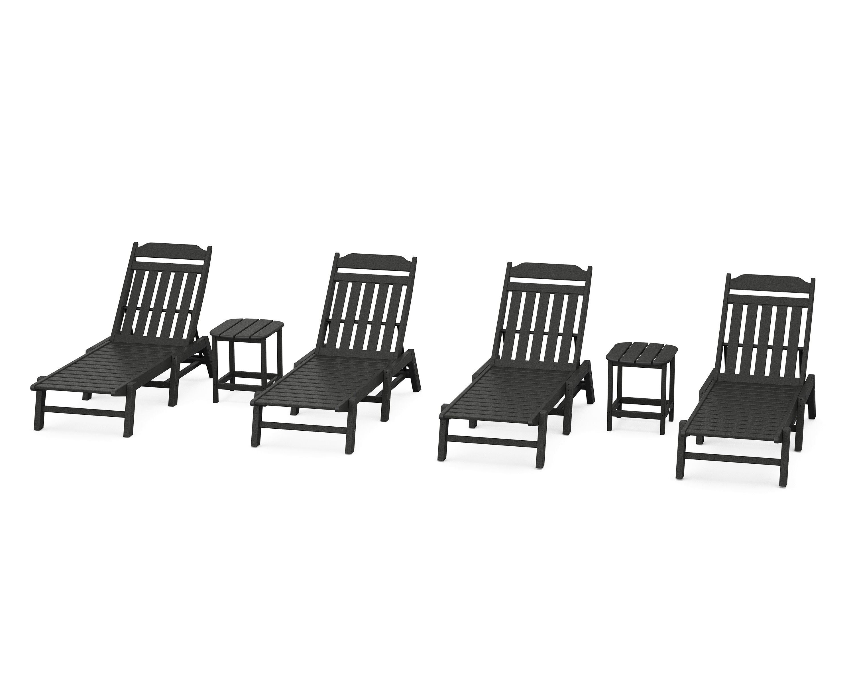 Cottage 6-Piece Chaise Set in Black