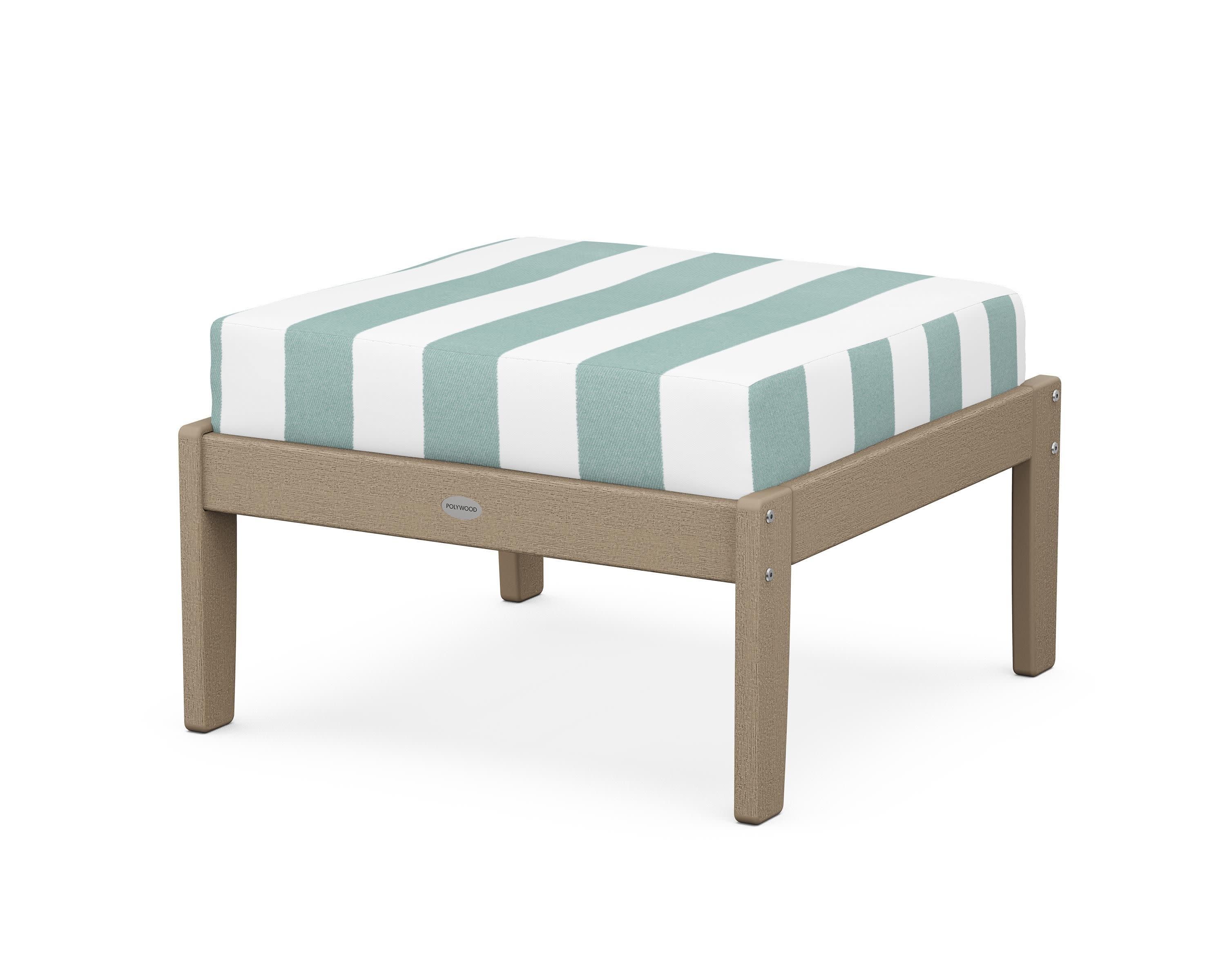 Braxton Deep Seating Ottoman in Vintage Sahara / Cabana Stripe Glacier Spa