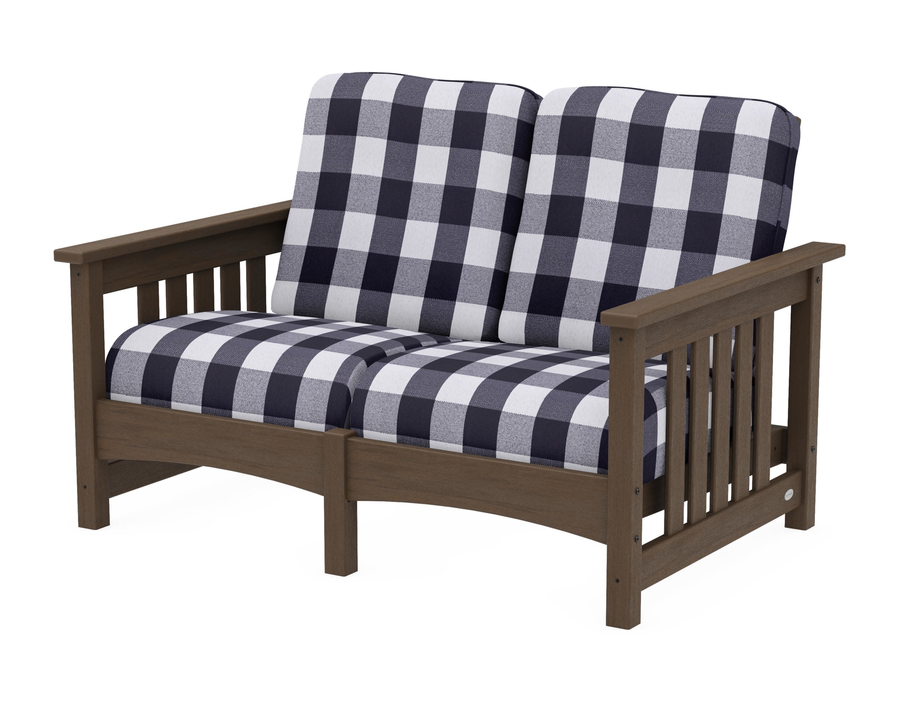 Club Mission Loveseat in Kona / Buffalo Plaid Navy