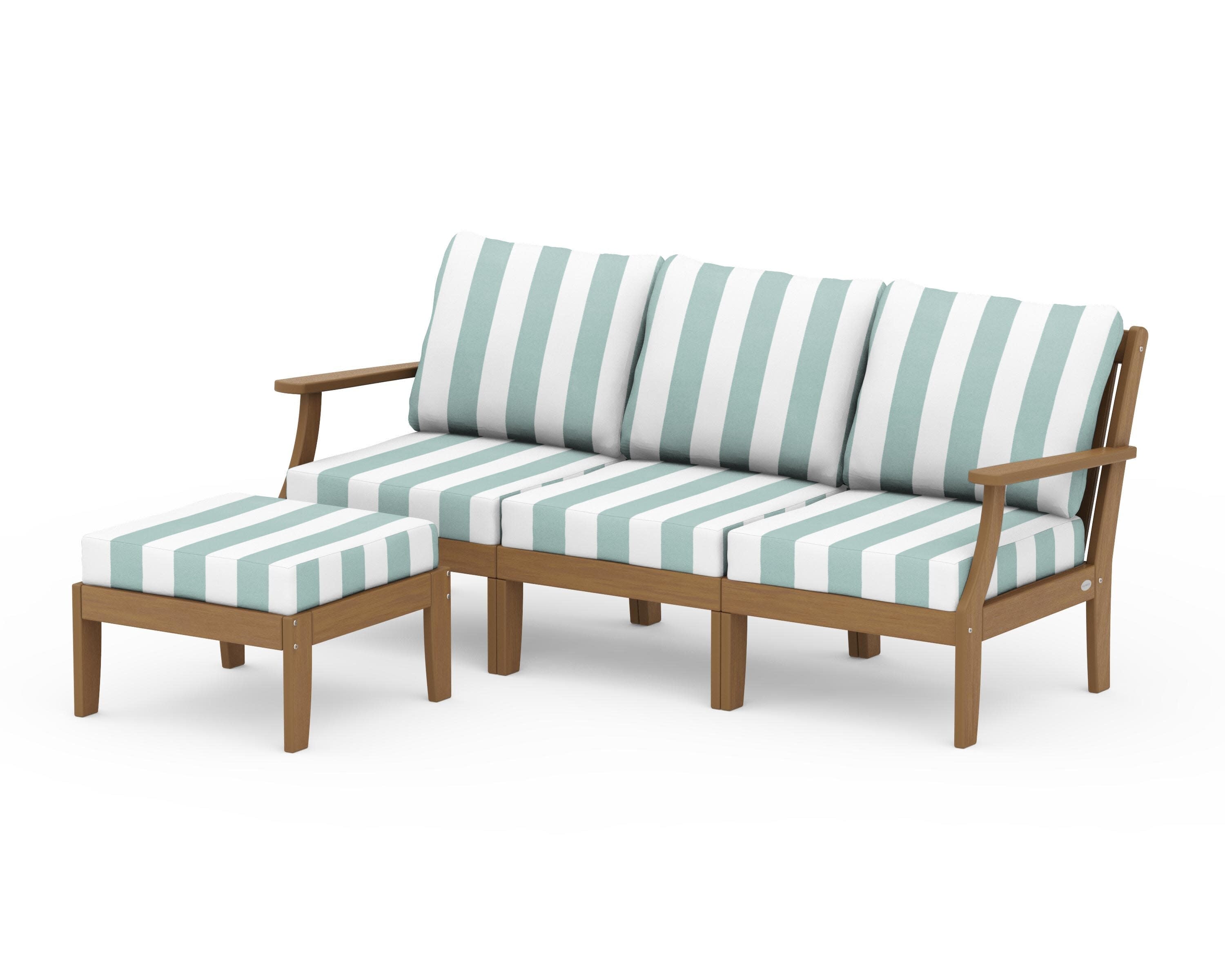 Braxton Modular 4-Piece Deep Seating Set with Ottoman in Natural / Cabana Stripe Glacier Spa