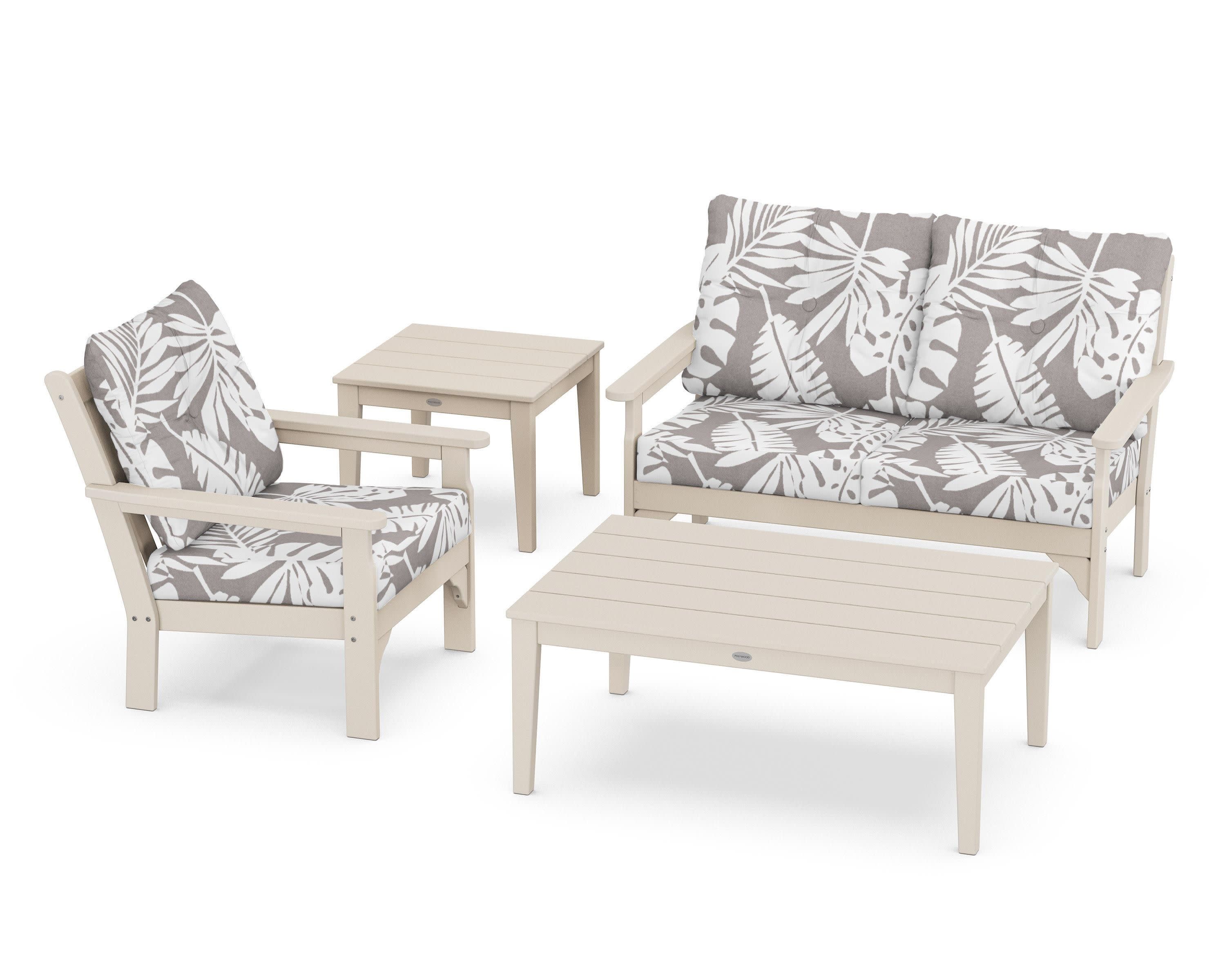 Vineyard 4-Piece Deep Seating Set in Sand / Leaf Grey Mist