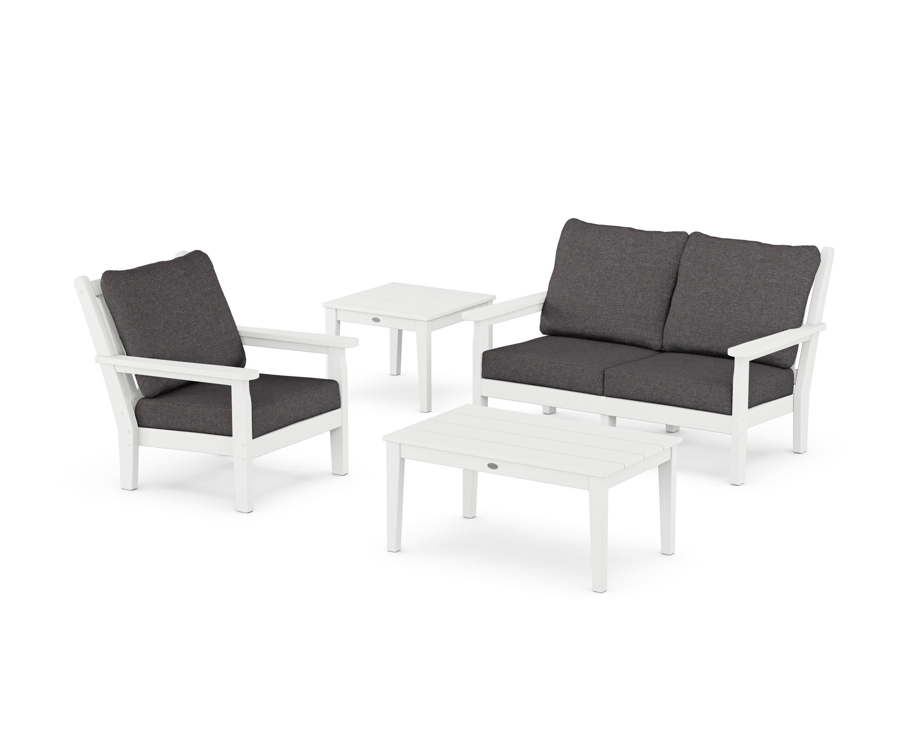 Chippendale 4-Piece Deep Seating Set in White / Ash Charcoal