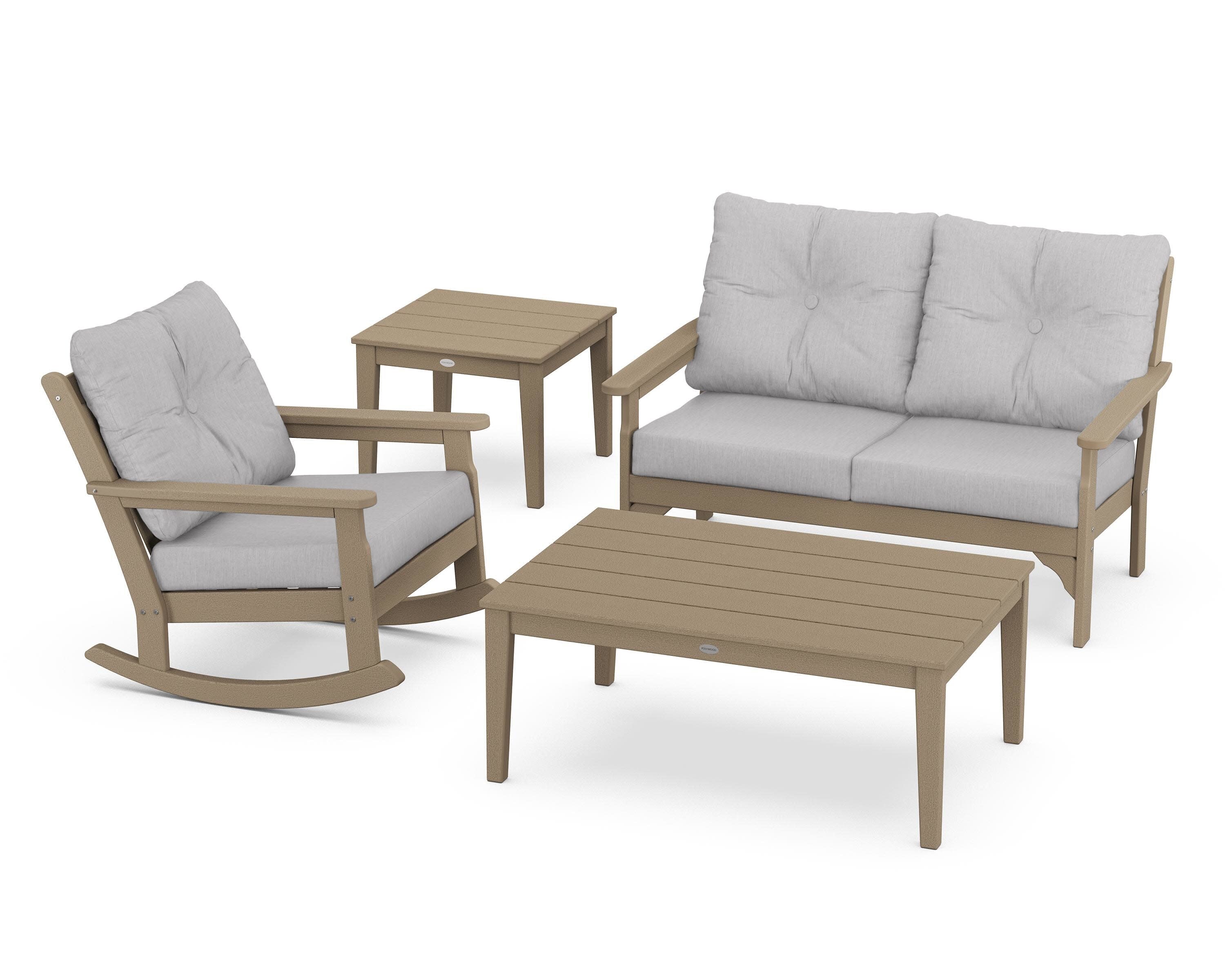 Vineyard 4-Piece Deep Seating Rocker Set in Vintage Sahara / Granite