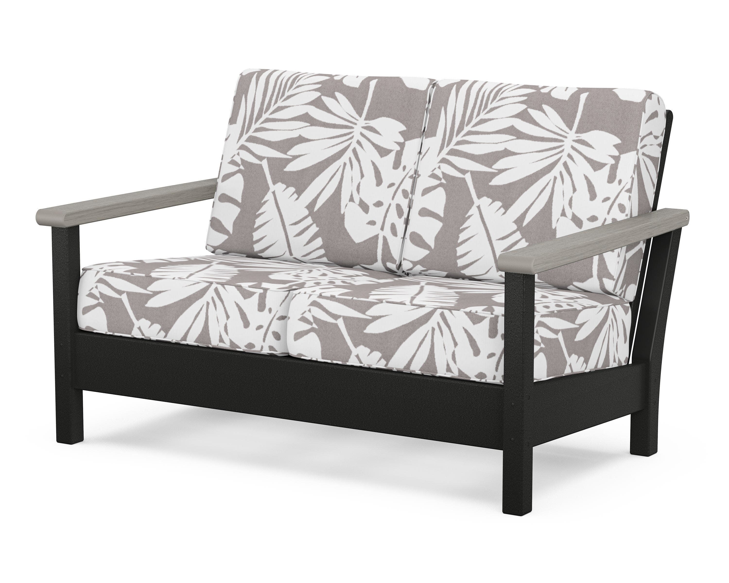 Harbour Deep Seating Loveseat in Black / Driftwood / Leaf Grey Mist