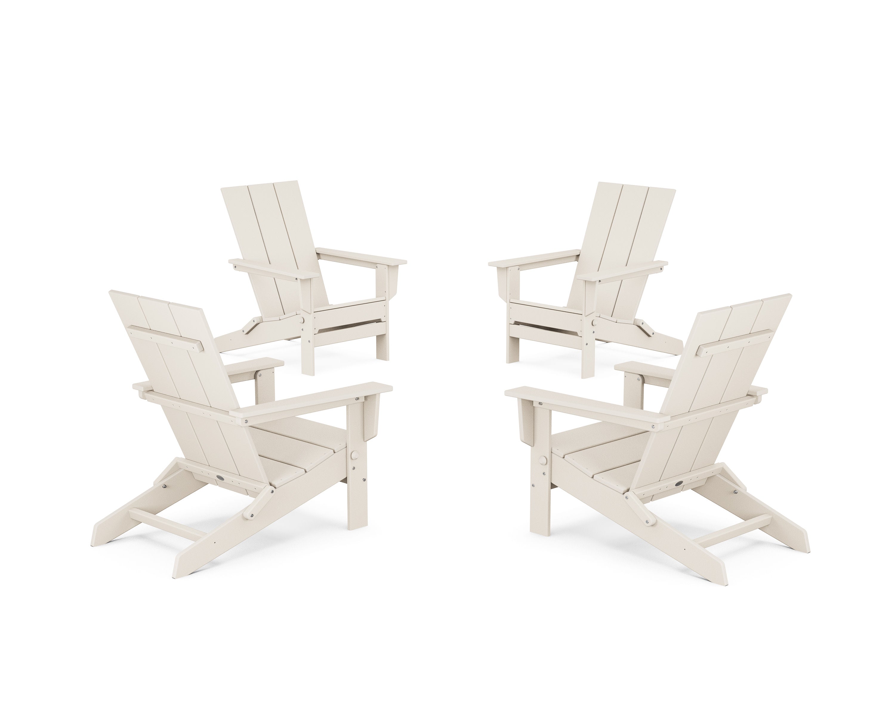 4-Piece Modern Studio Folding Adirondack Chair Conversation Set in Sand