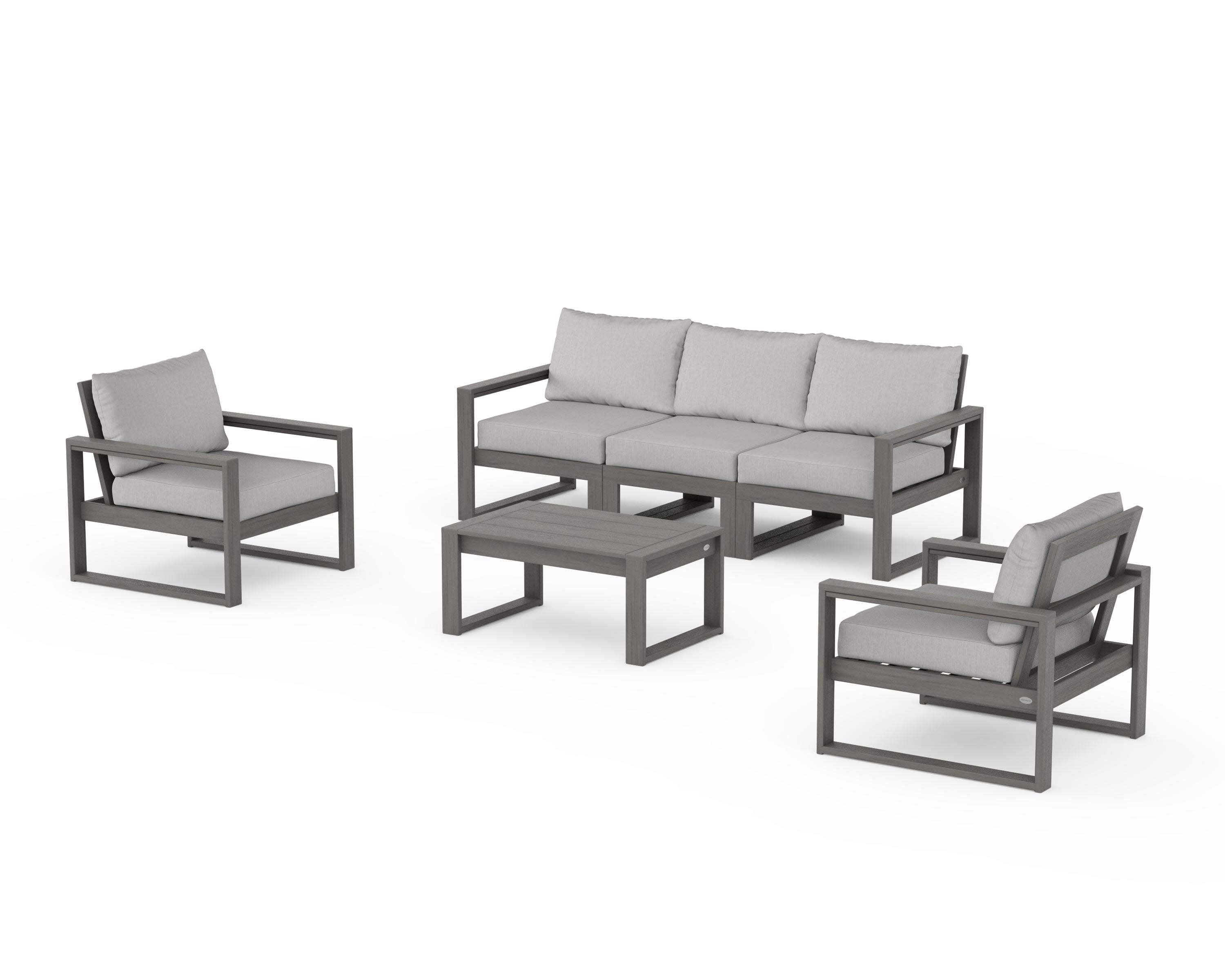 EDGE Sectional 4-Piece Deep Seating Set with Sofa in Driftwood / Granite