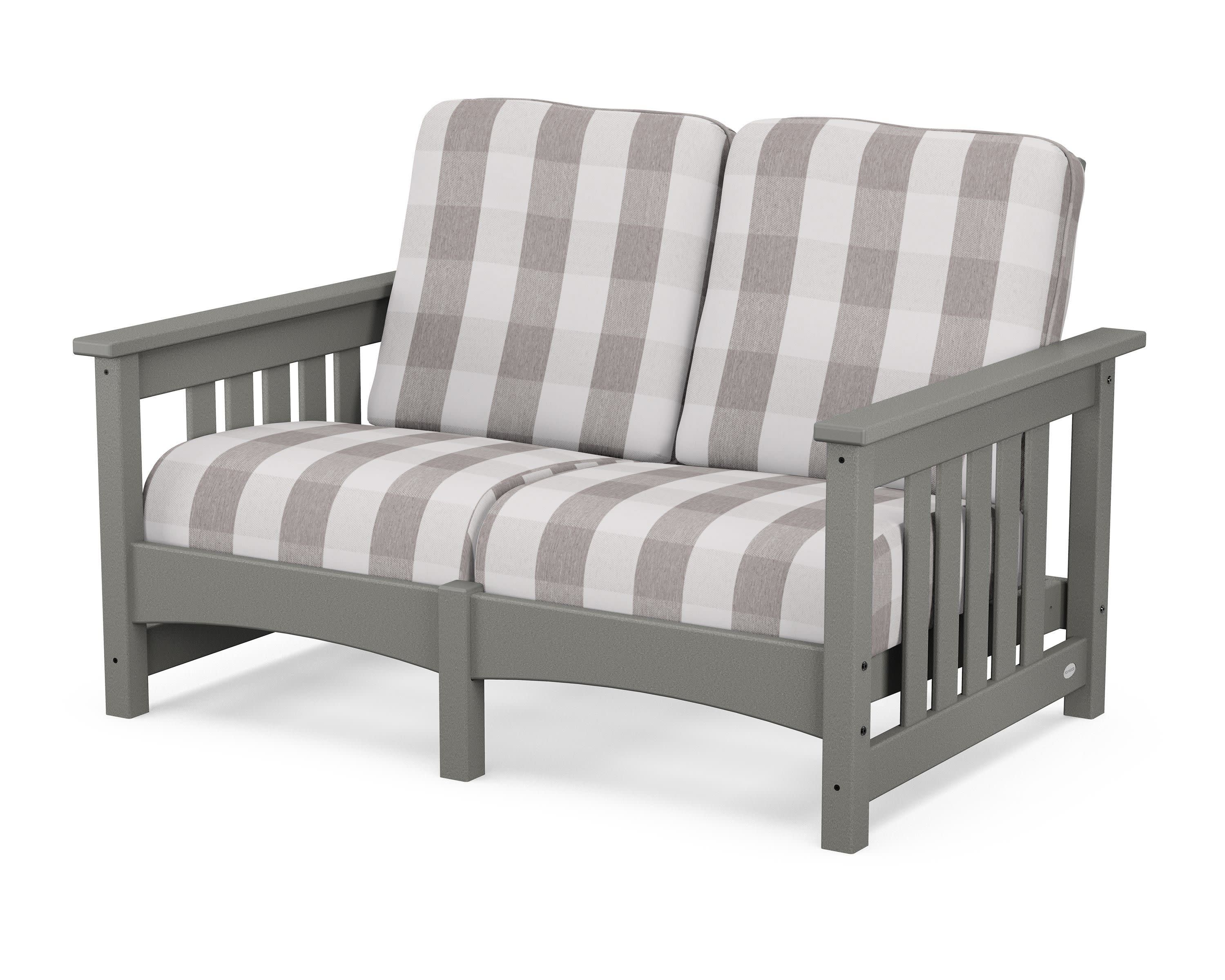 Club Mission Loveseat in Slate Grey / Buffalo Plaid Grey Mist