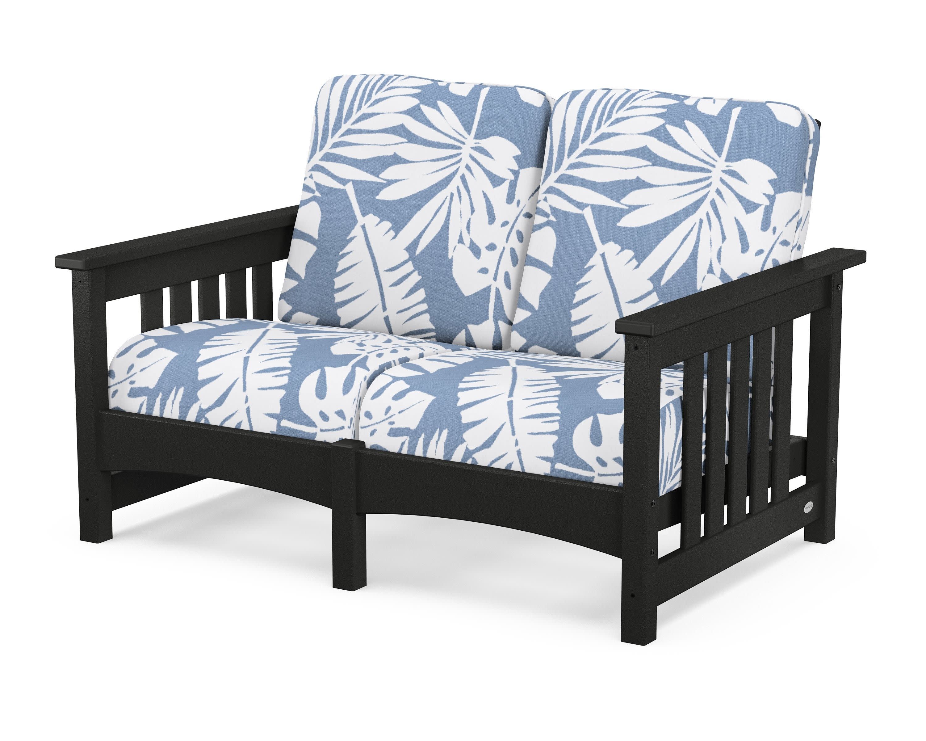 Club Mission Loveseat in Black / Leaf Sky Blue