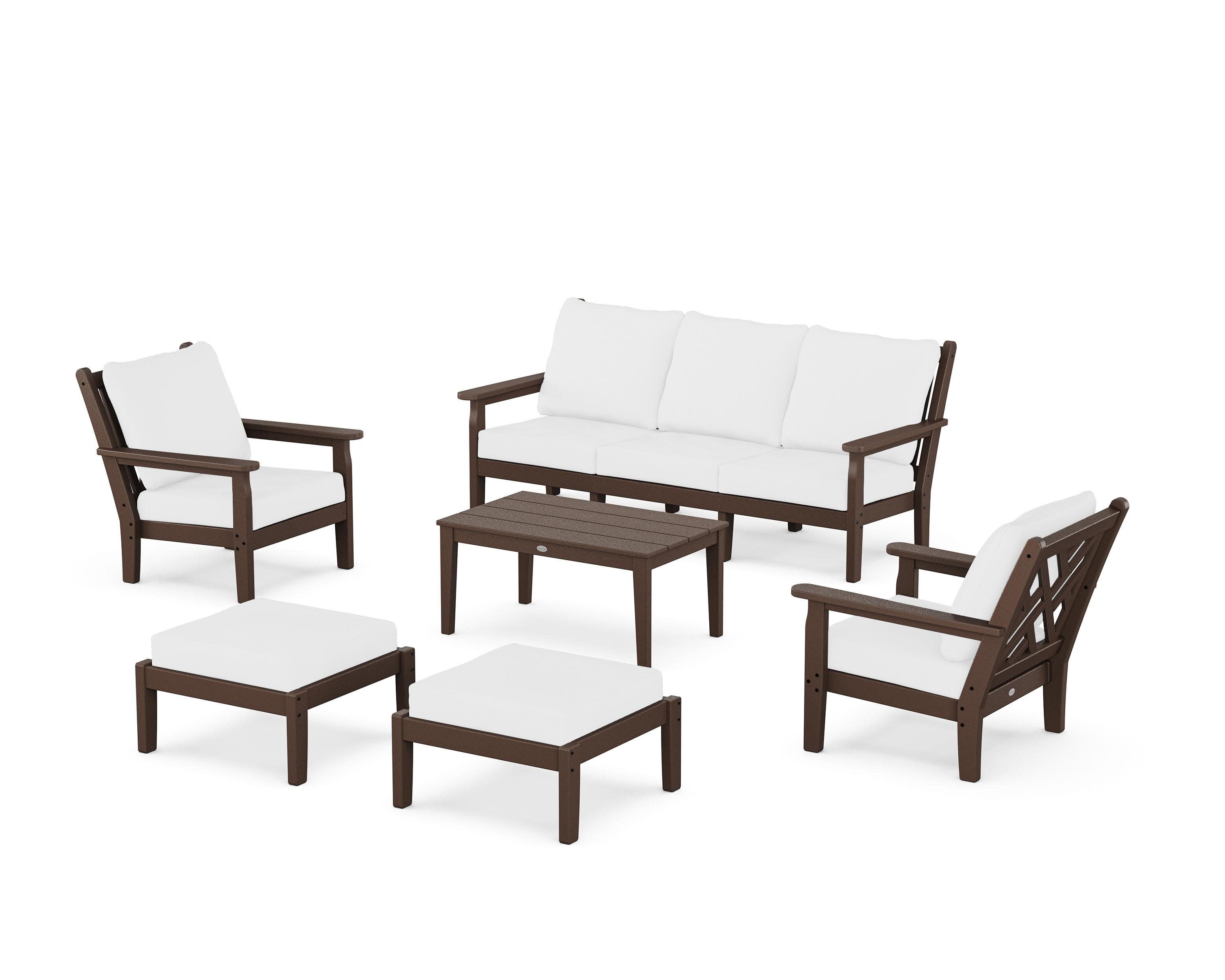 Chippendale 6-Piece Lounge Sofa Set in Mahogany / Natural