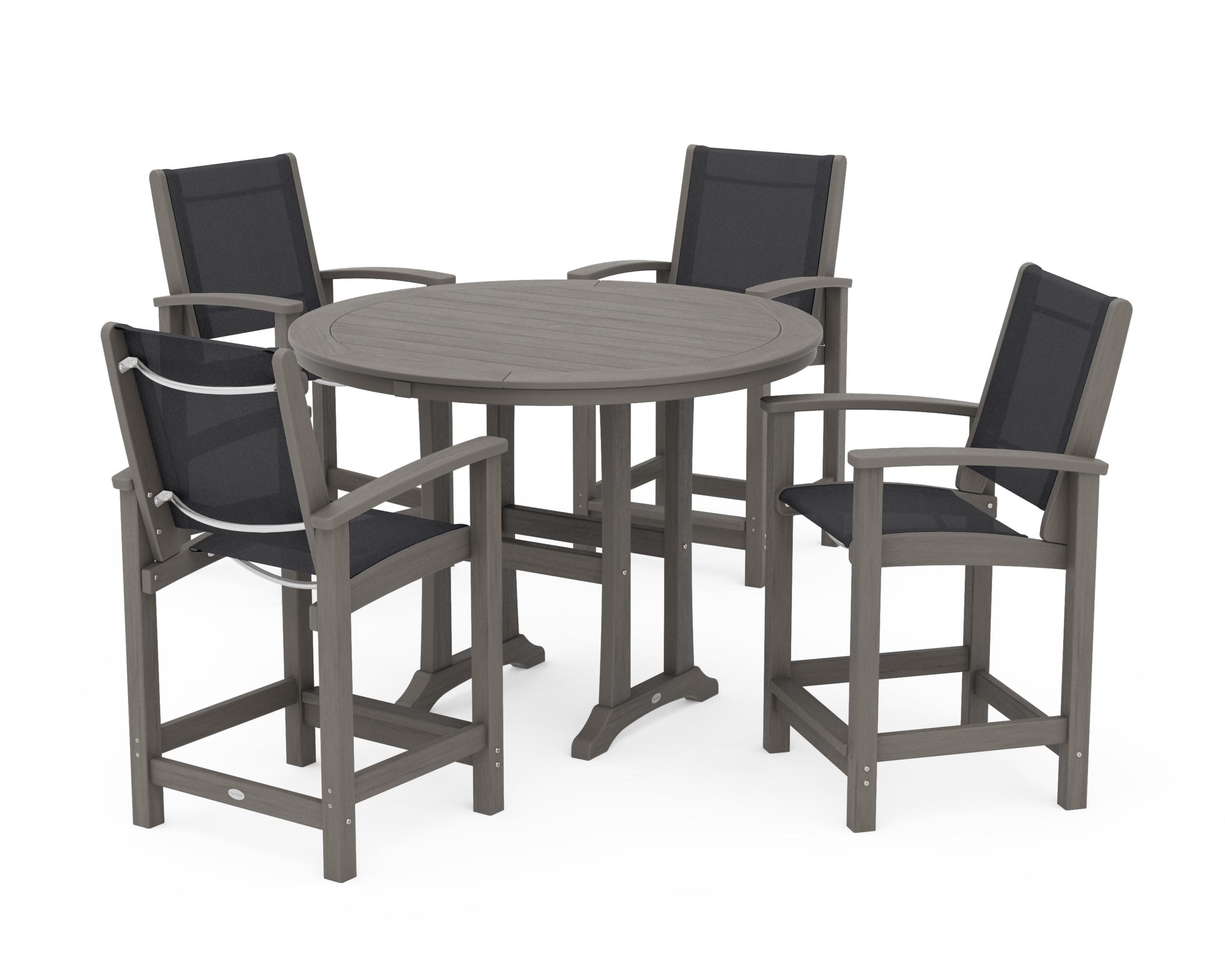Coastal 5-Piece Counter Set in Driftwood / Black Sling