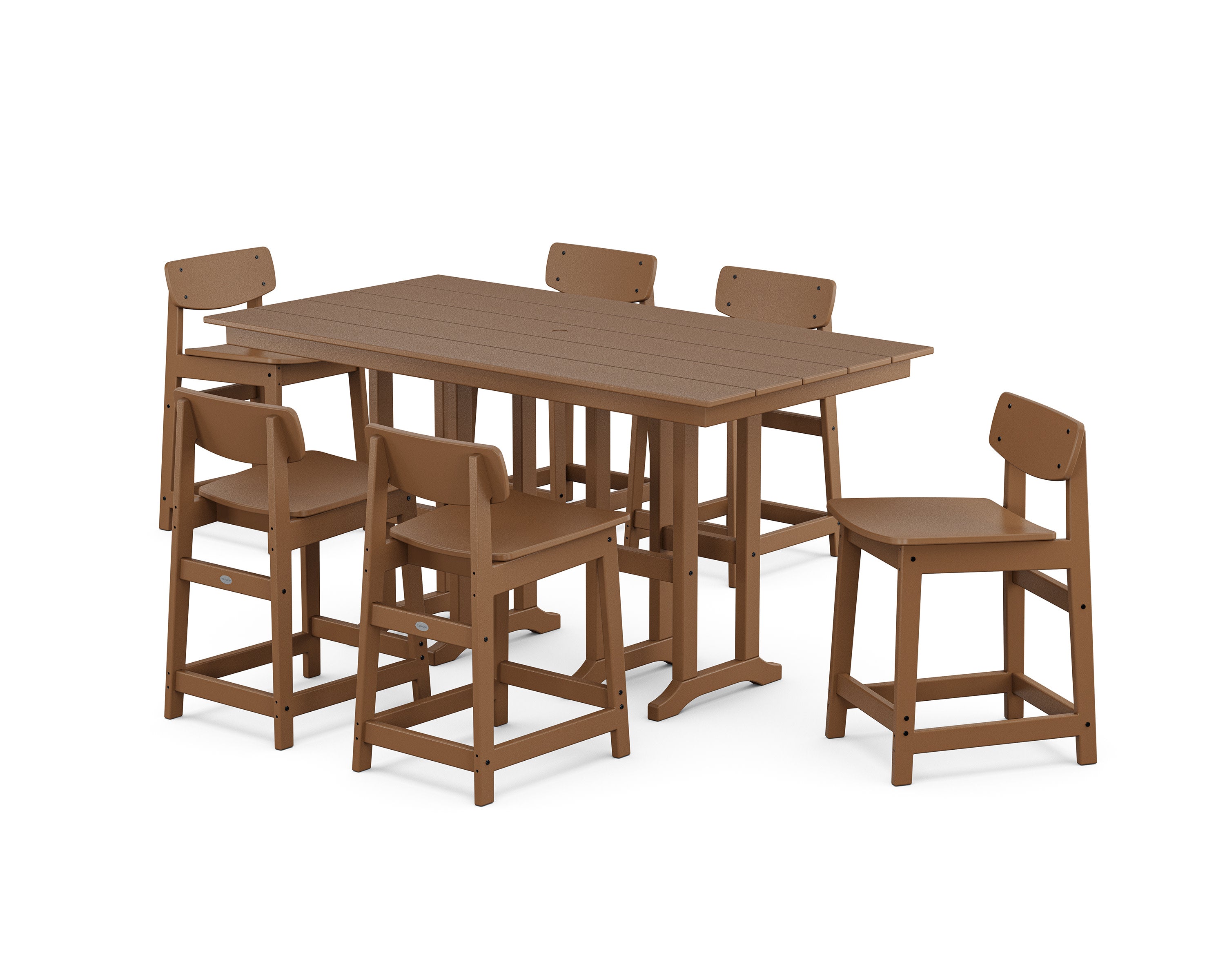 Modern Studio Urban Lowback Counter Chair 7-Piece Set in Teak