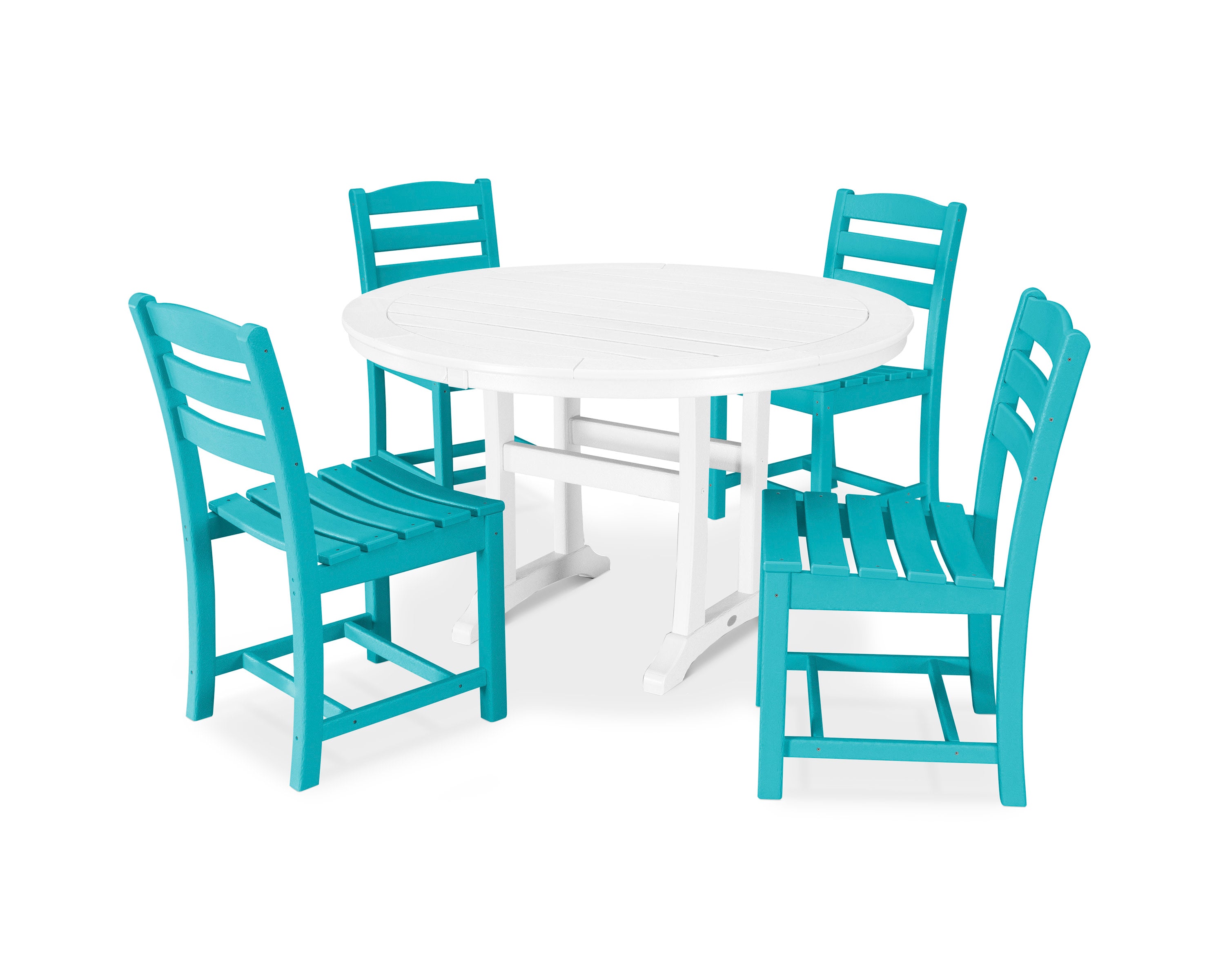 La Casa Caf 5-Piece Side Chair Dining Set in Aruba / White