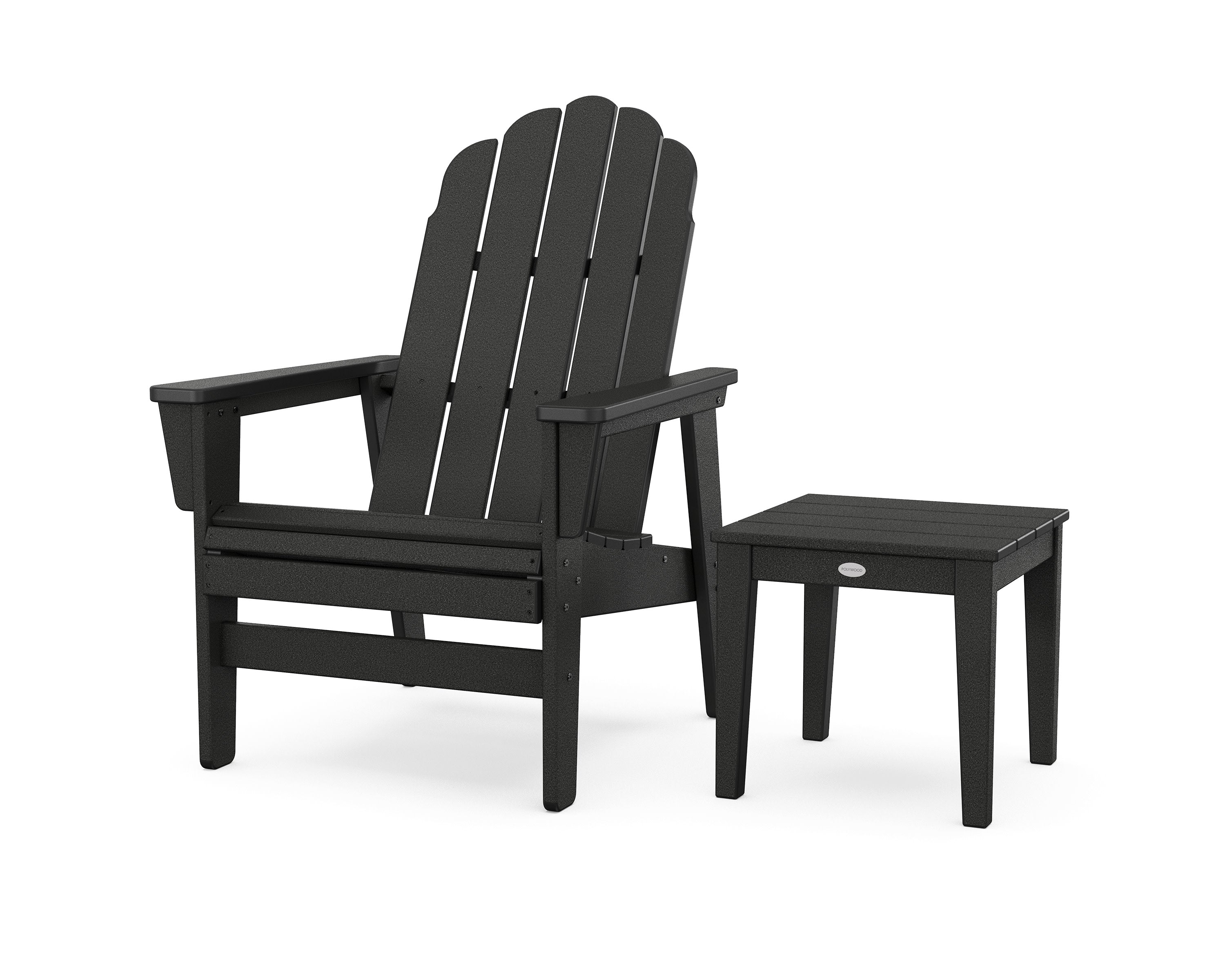 Vineyard Grand Upright Adirondack Chair with Side Table in Black