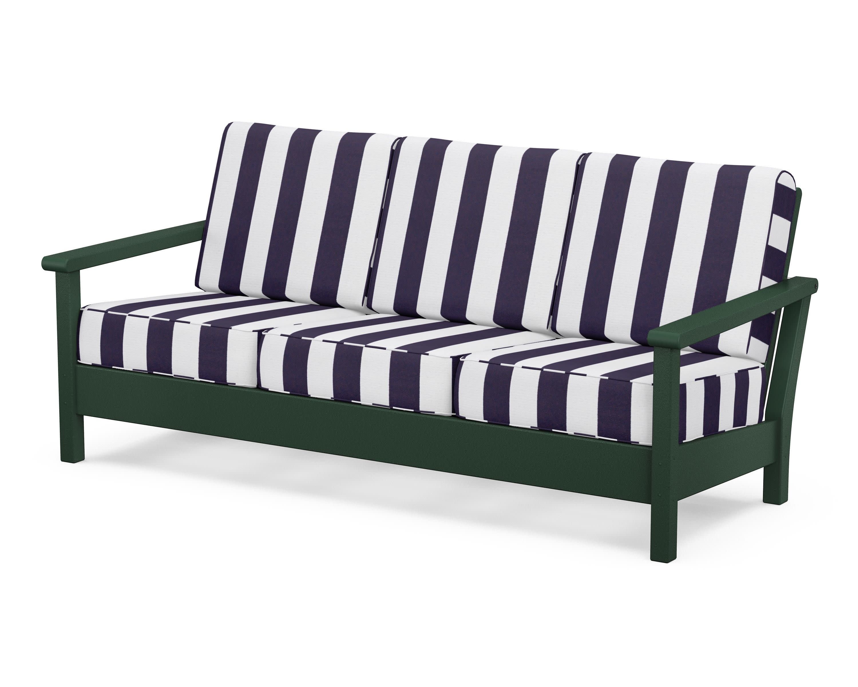 Harbour Deep Seating Sofa in Green / Cabana Stripe Navy