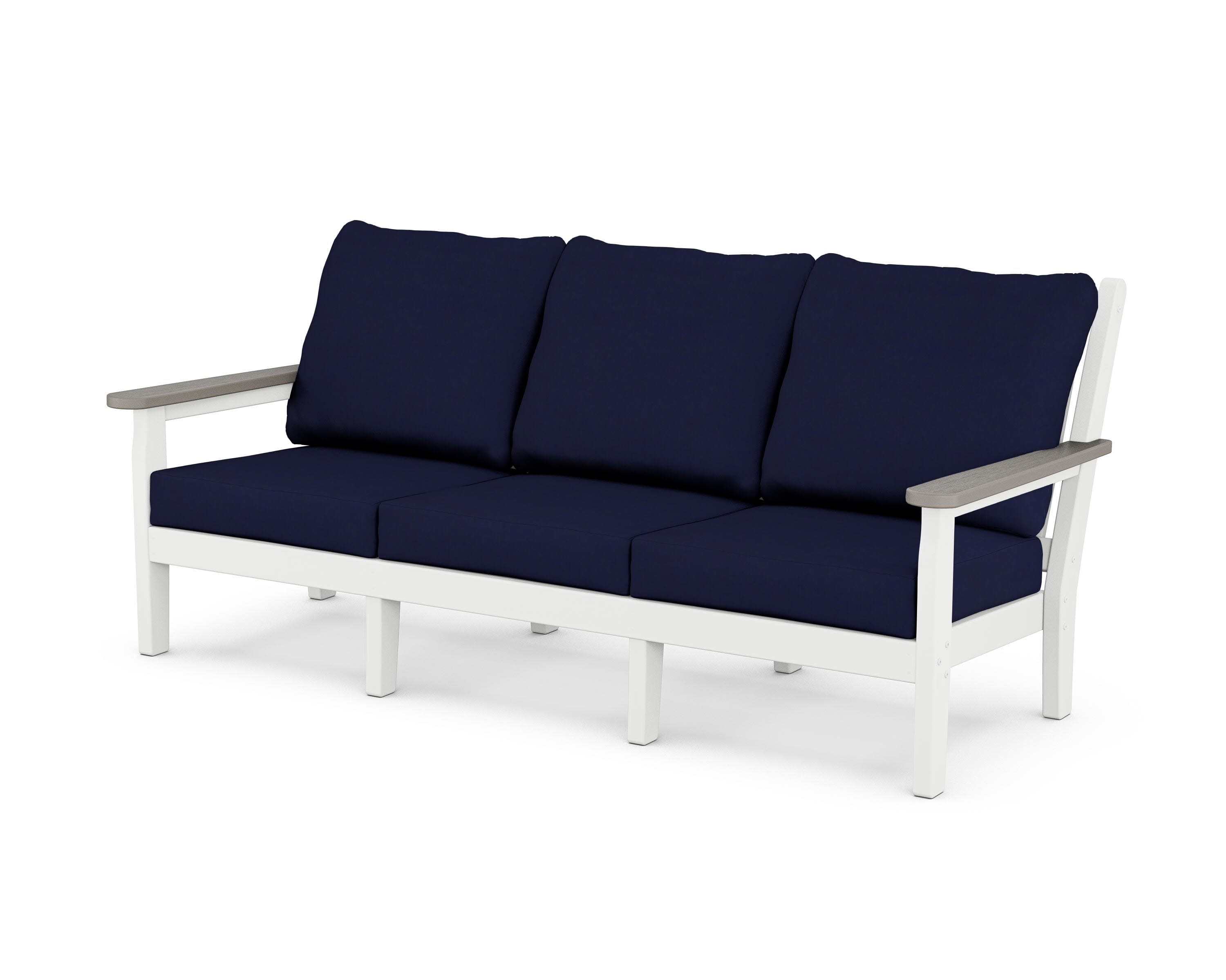 Chippendale Deep Seating Sofa in White / Driftwood / Navy