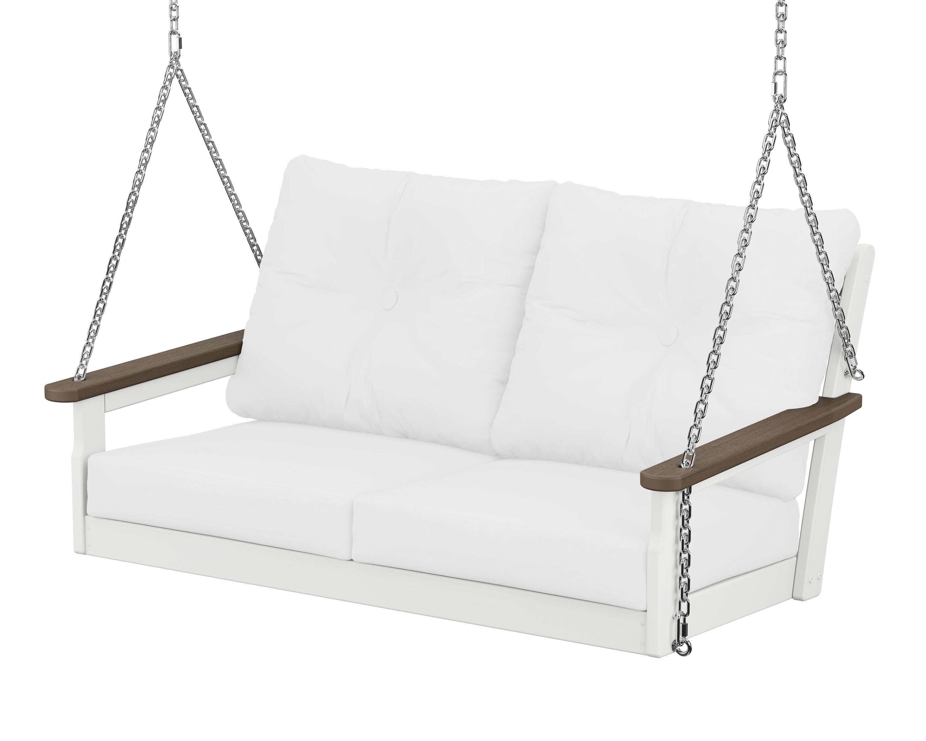 Vineyard Deep Seating Swing in White / Kona / Natural