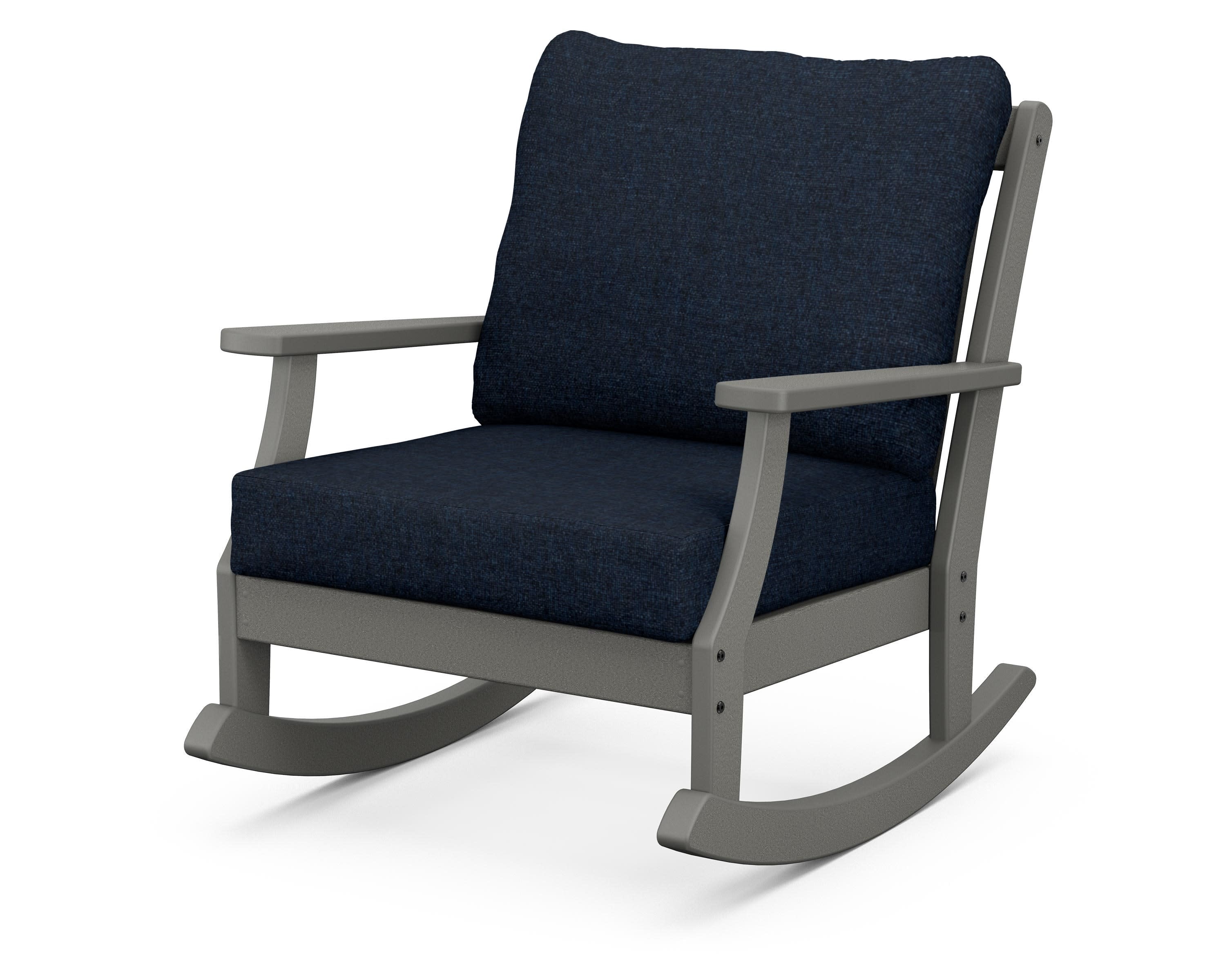 Braxton Deep Seating Rocking Chair in Slate Grey / Marine Indigo