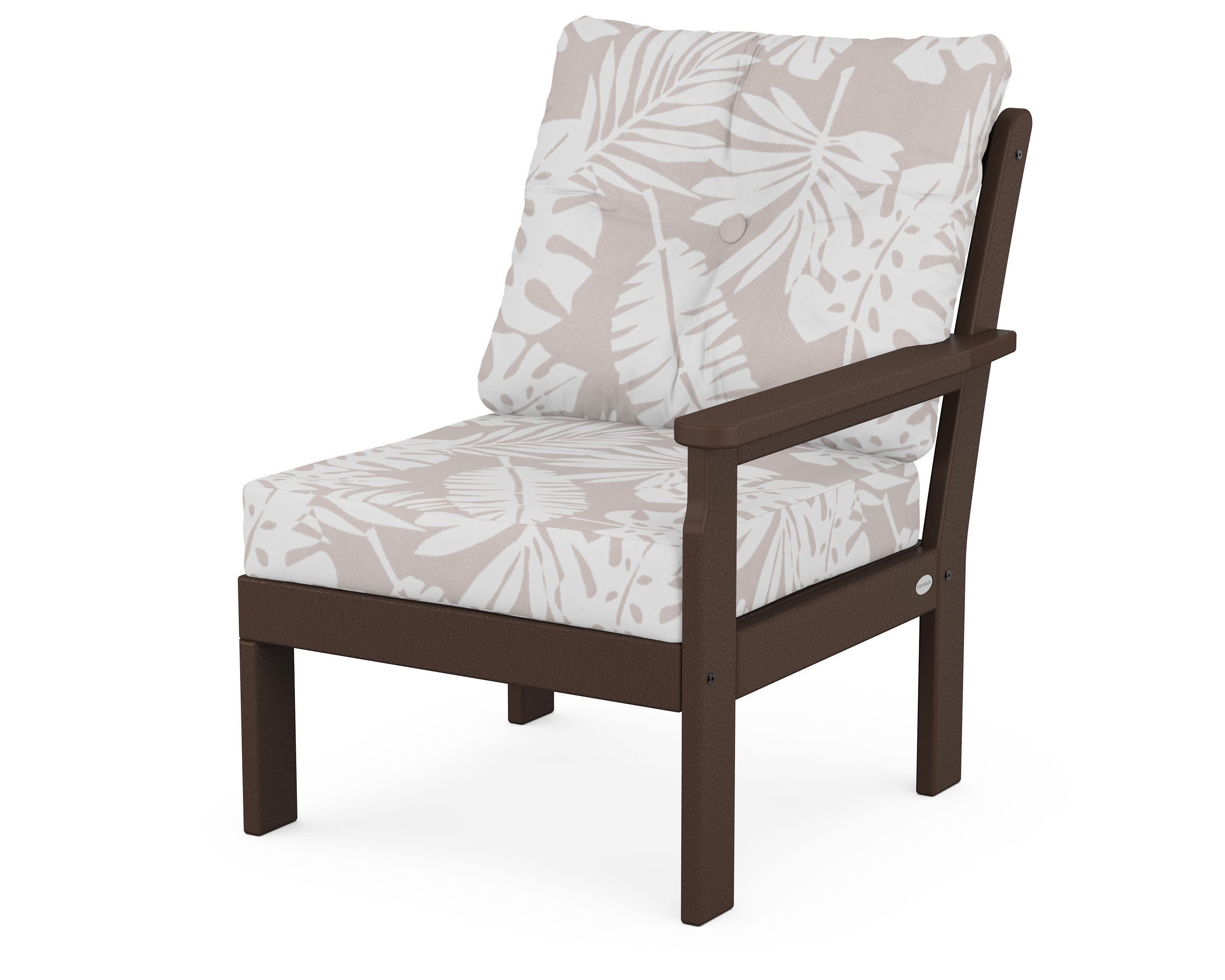 Vineyard Modular Right Arm Chair in Mahogany / Leaf Dune Burlap