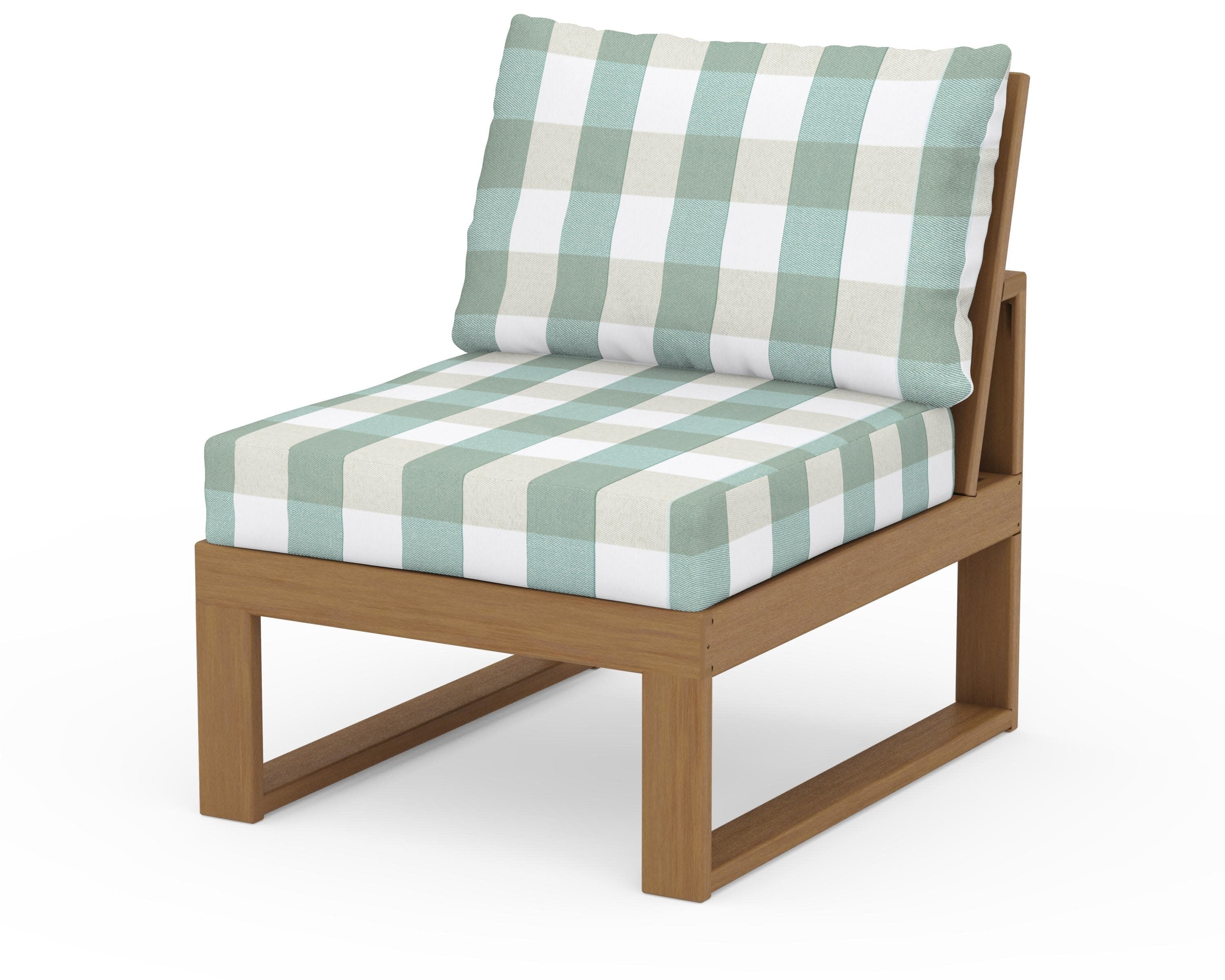 Modular Armless Chair in Natural / Buffalo Plaid Glacier Spa
