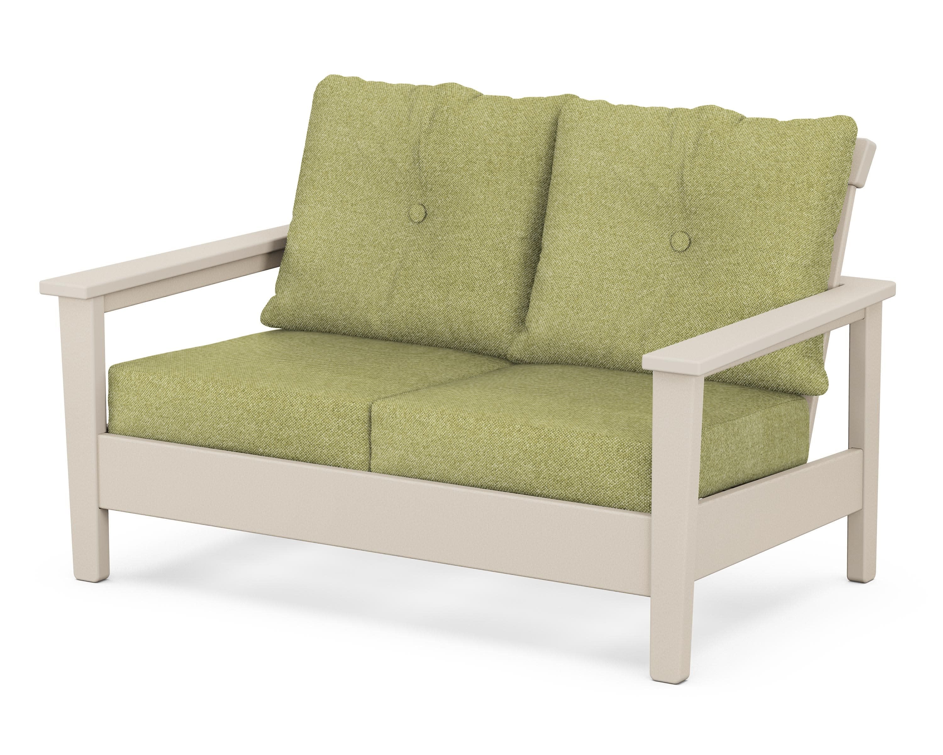 Prescott Deep Seating Loveseat in Sand / Chartreuse Boucle